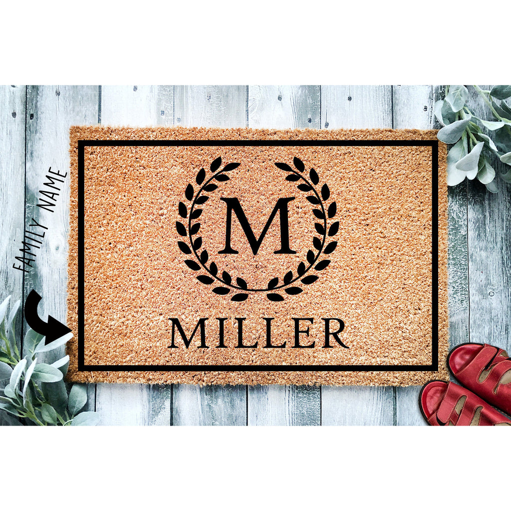 Custom Monogram Welcome Mat - Personalized Front Porch Outdoor Home Coir Floor