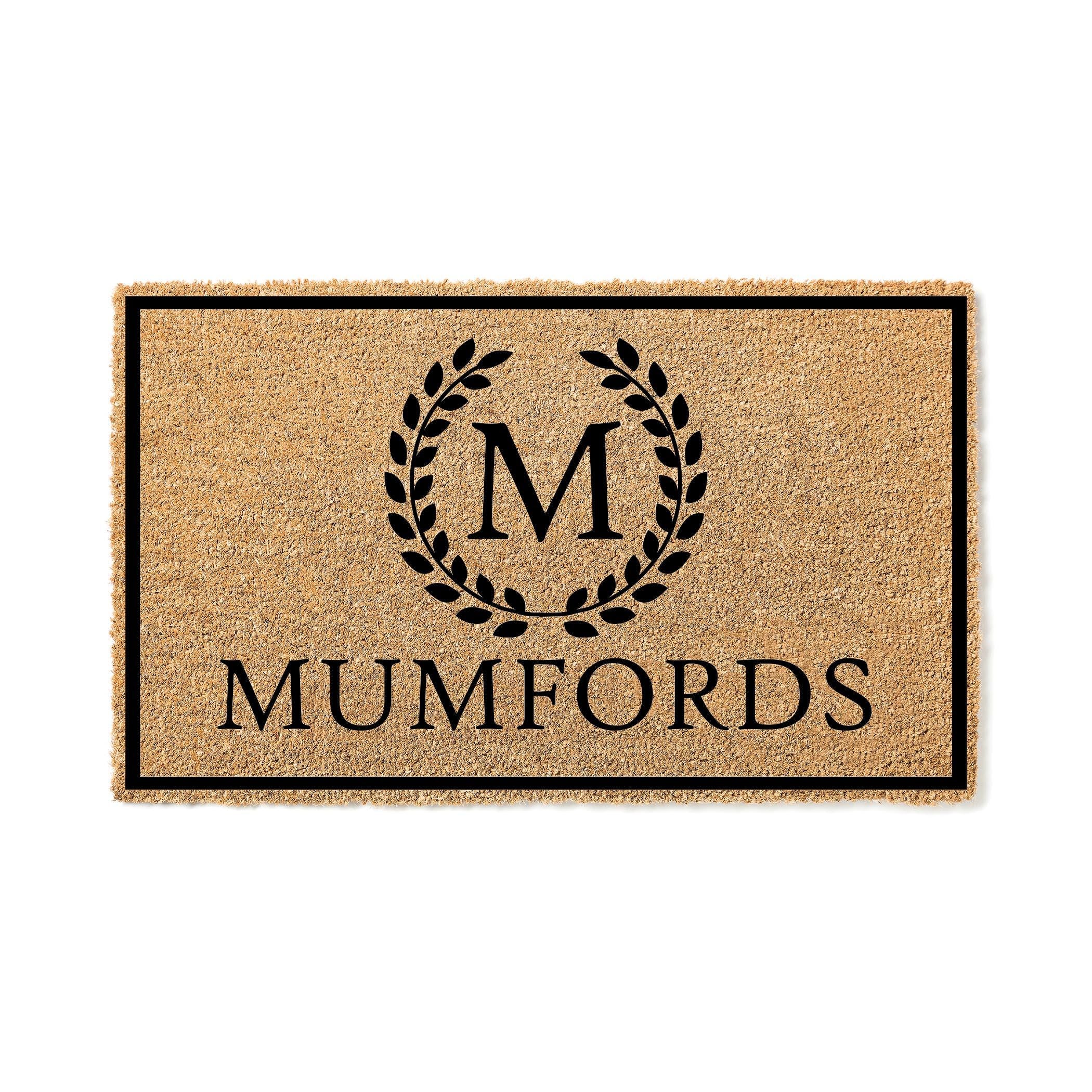 Custom Monogram Welcome Mat - Personalized Front Porch Outdoor Home Coir Floor