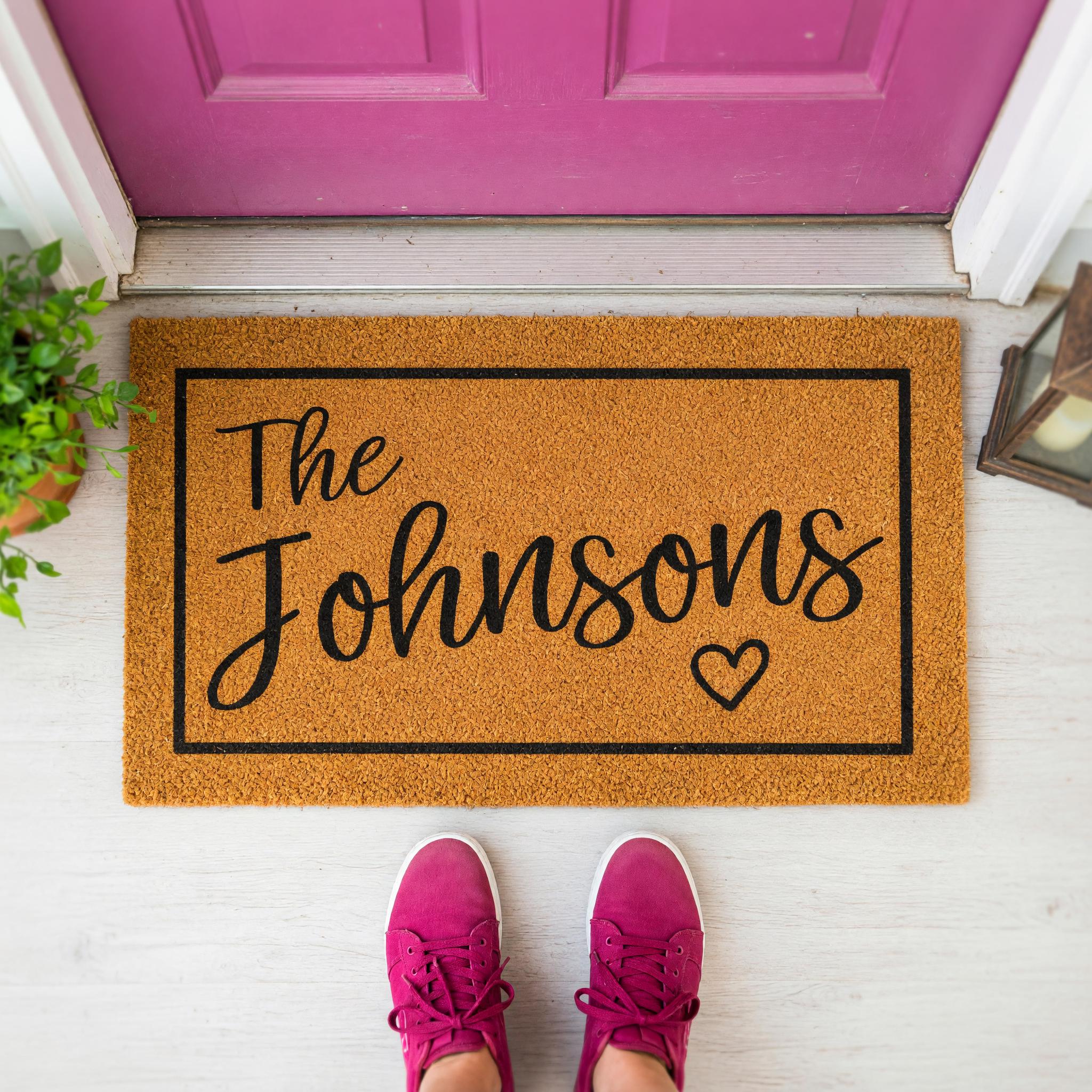 Personalized Family Last Name Doormat, Custom Welcome Front Porch Housewarming Gift