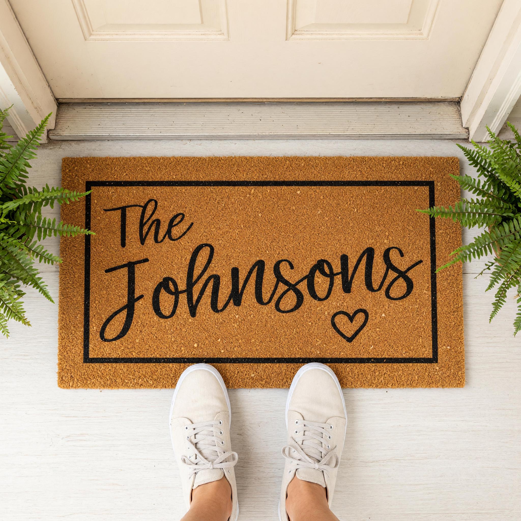 Personalized Family Last Name Doormat, Custom Welcome Front Porch Housewarming Gift