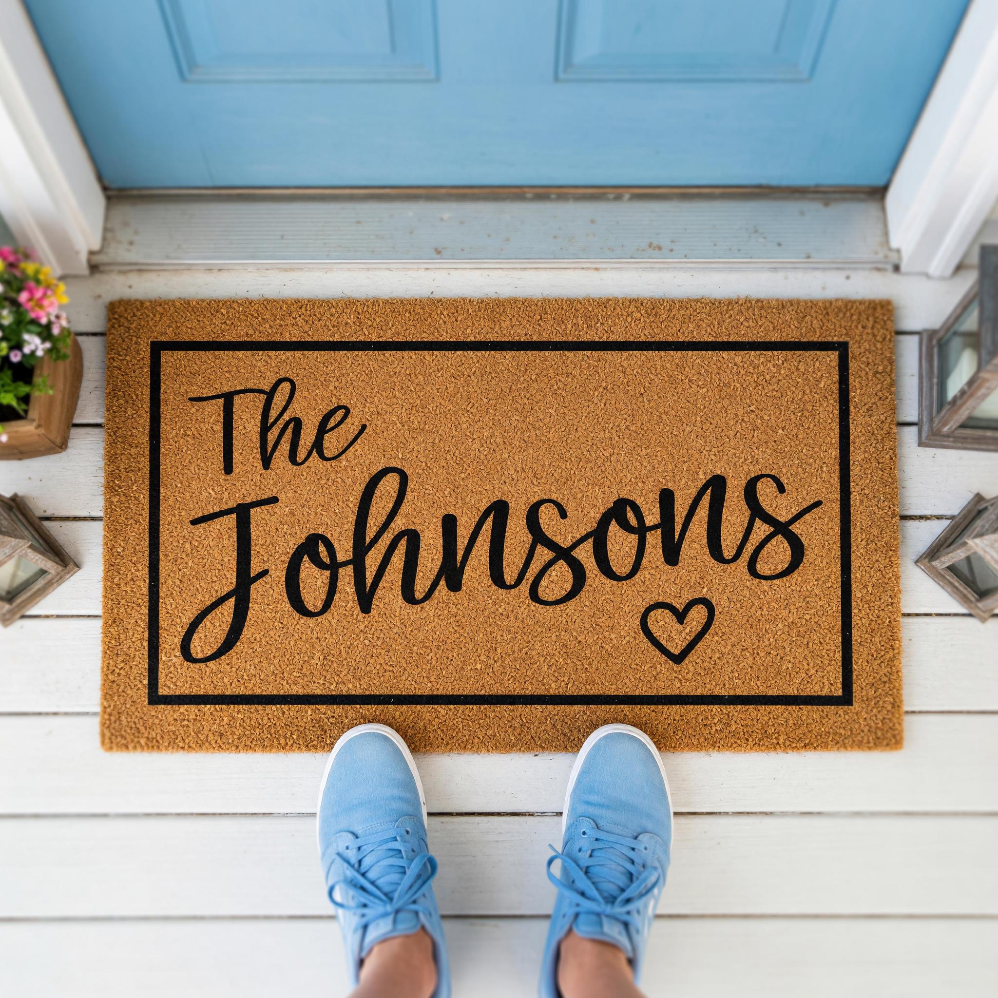Personalized Family Last Name Doormat, Custom Welcome Front Porch Housewarming Gift