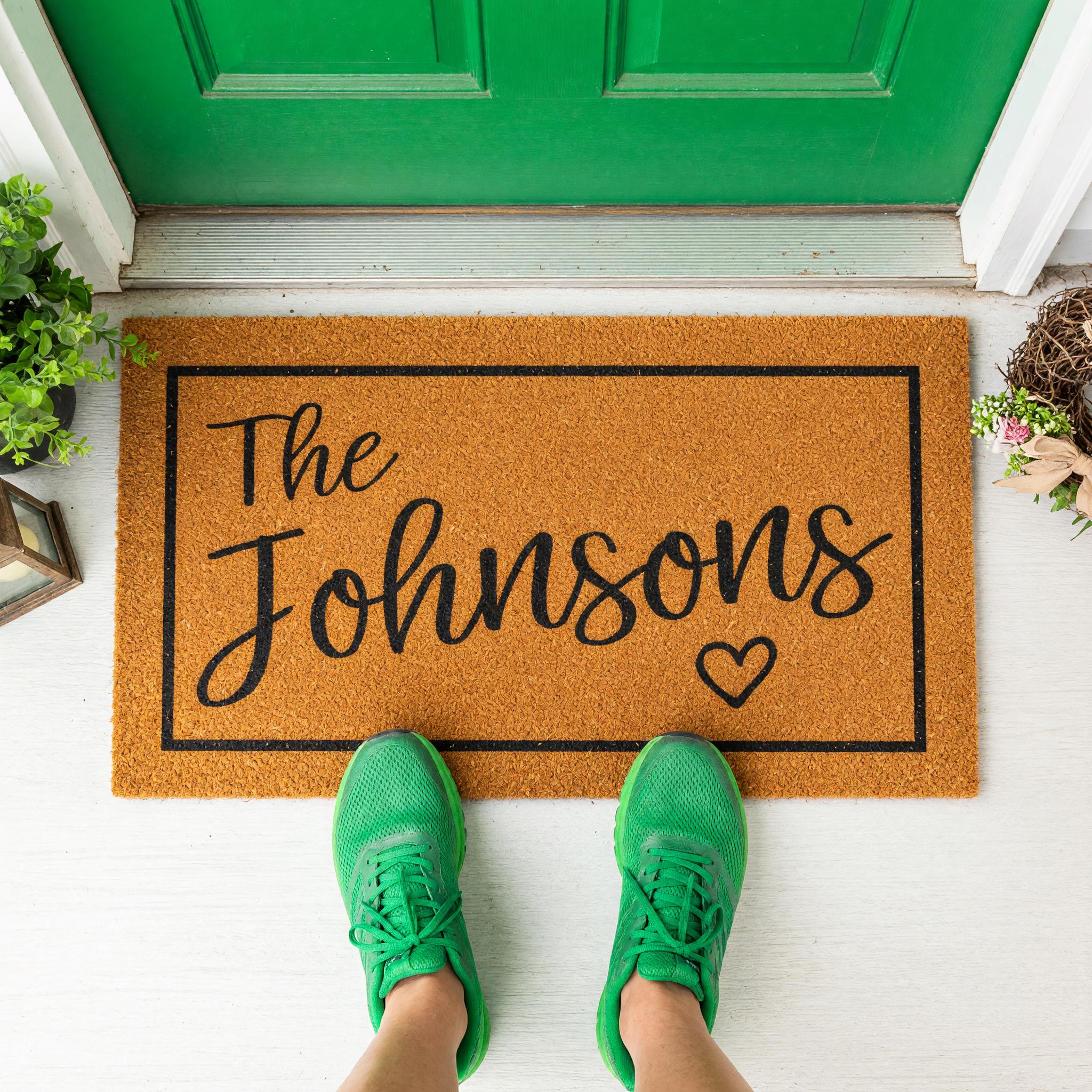 Personalized Family Last Name Doormat, Custom Welcome Front Porch Housewarming Gift