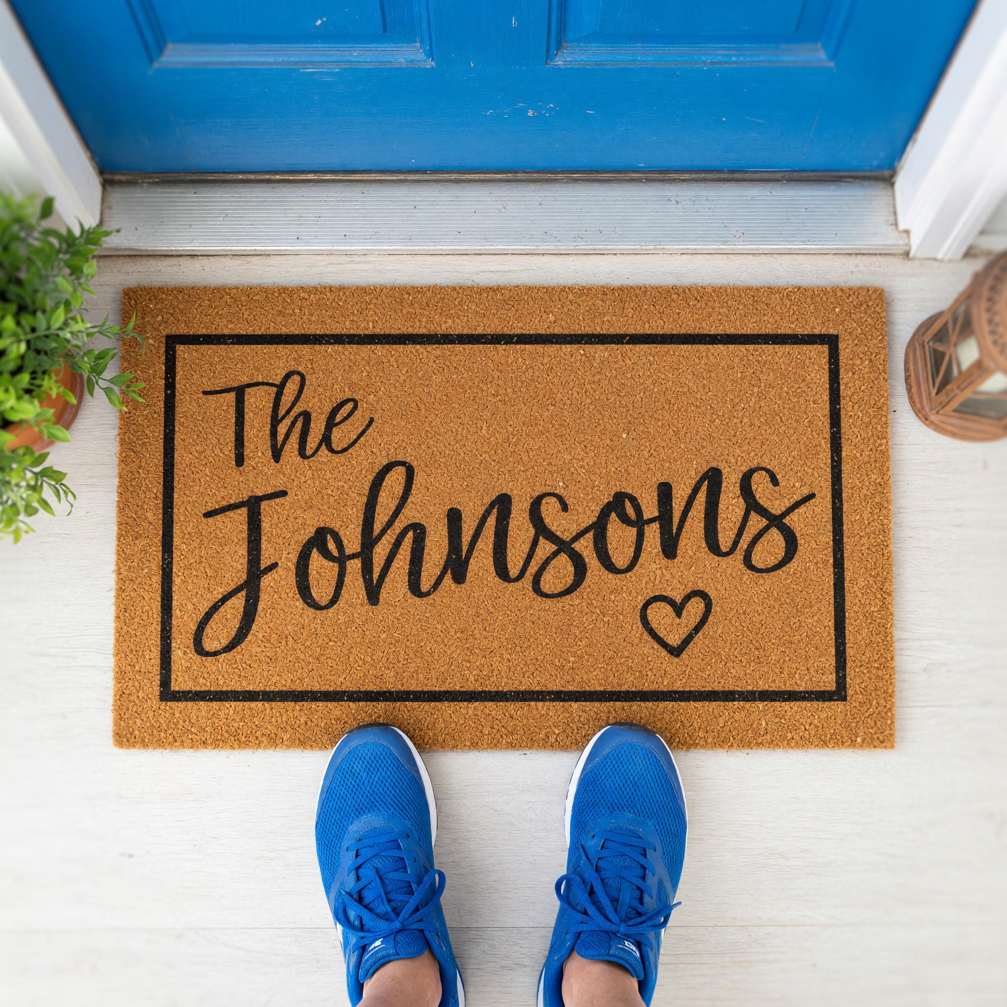 Personalized Family Last Name Doormat, Custom Welcome Front Porch Housewarming Gift