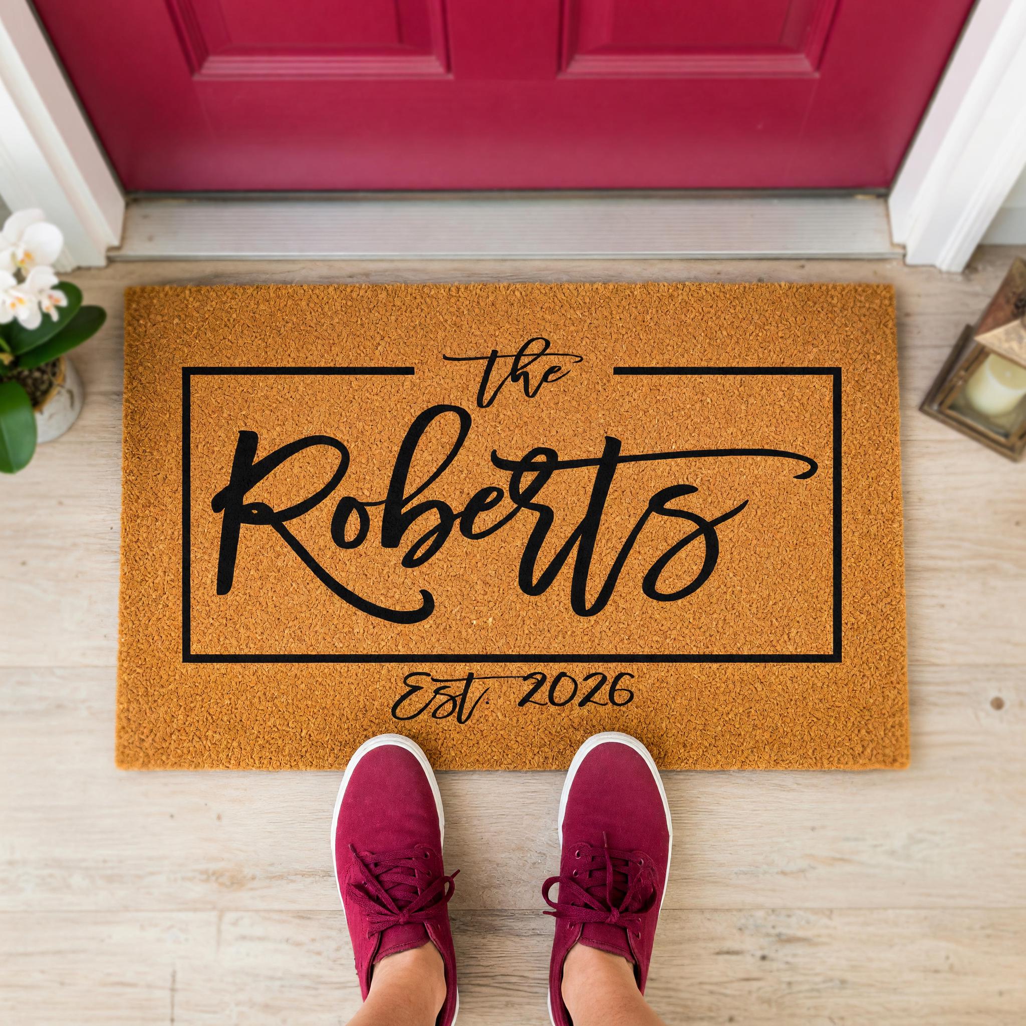 Custom Last Name Doormat, Personalized Welcome Mat, Wedding Housewarming Closing Gift