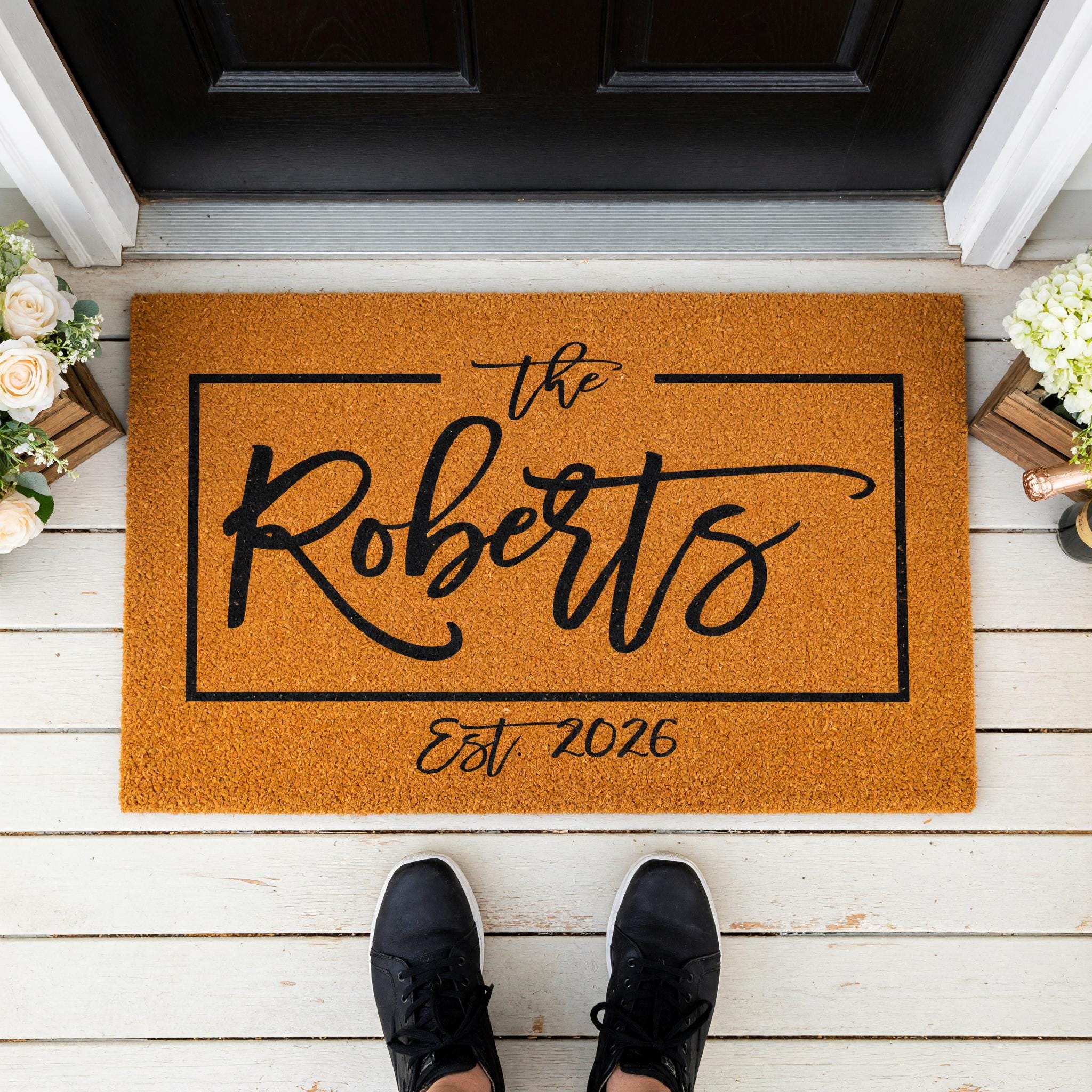 Custom Last Name Doormat, Personalized Welcome Mat, Wedding Housewarming Closing Gift