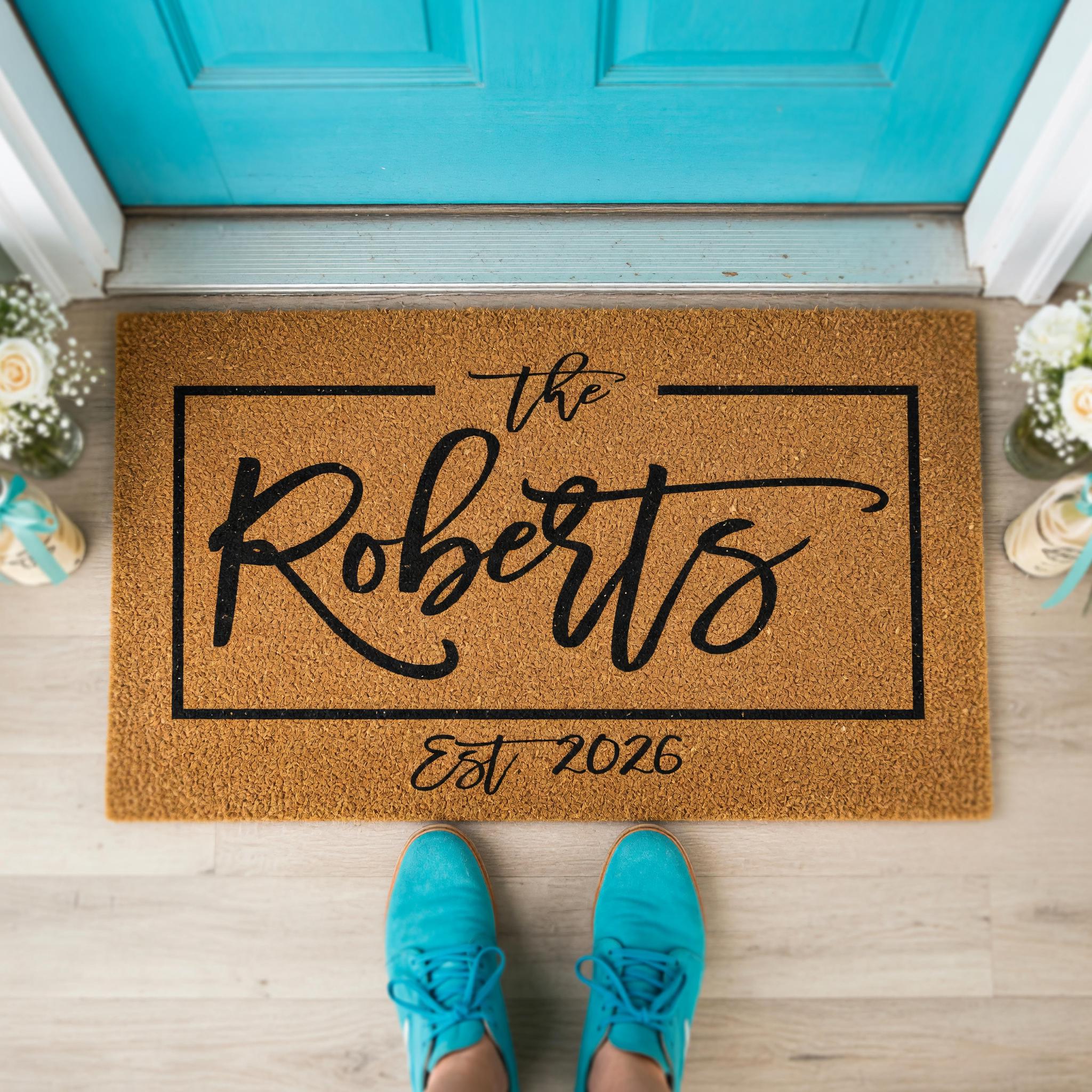 Custom Last Name Doormat, Personalized Welcome Mat, Wedding Housewarming Closing Gift