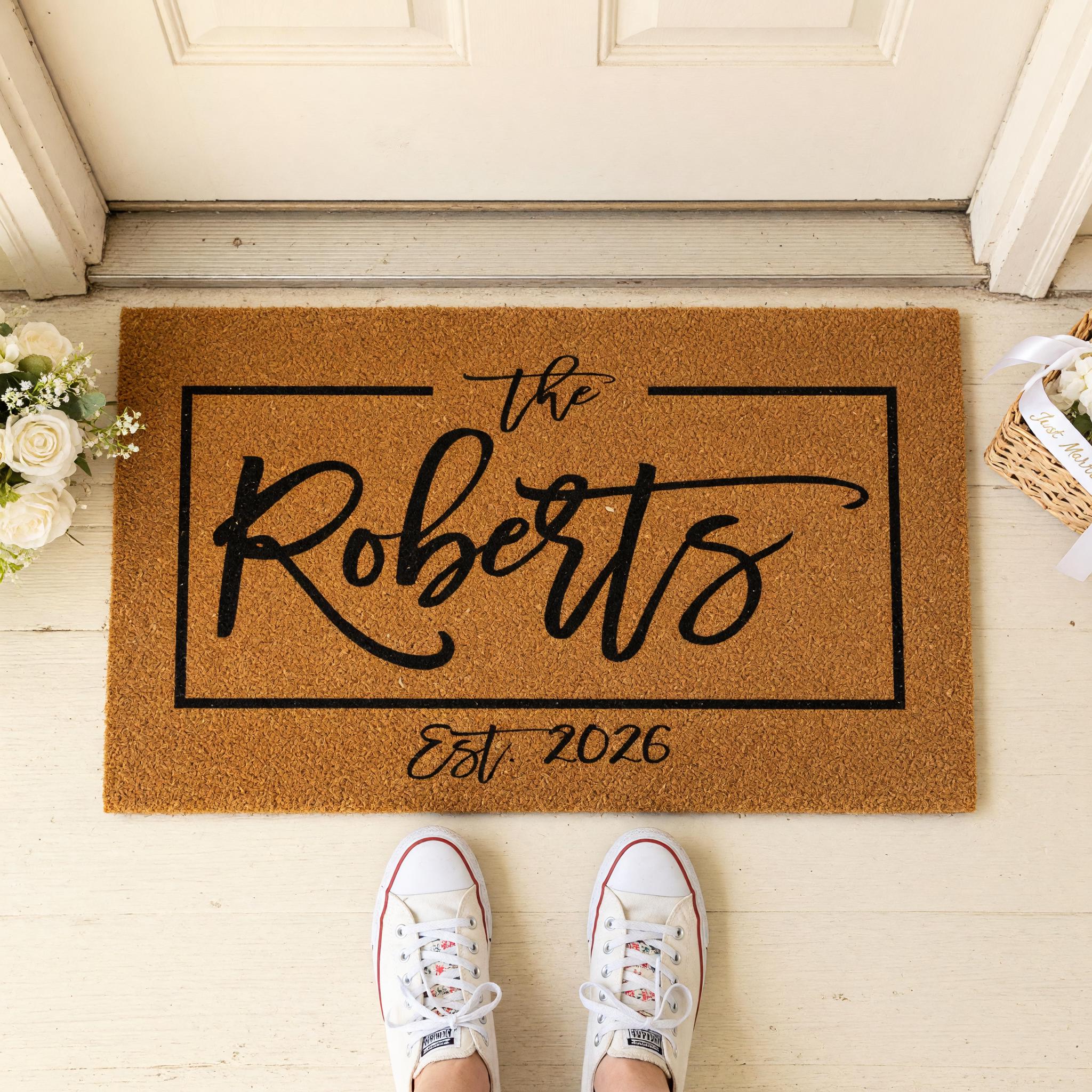 Custom Last Name Doormat, Personalized Welcome Mat, Wedding Housewarming Closing Gift