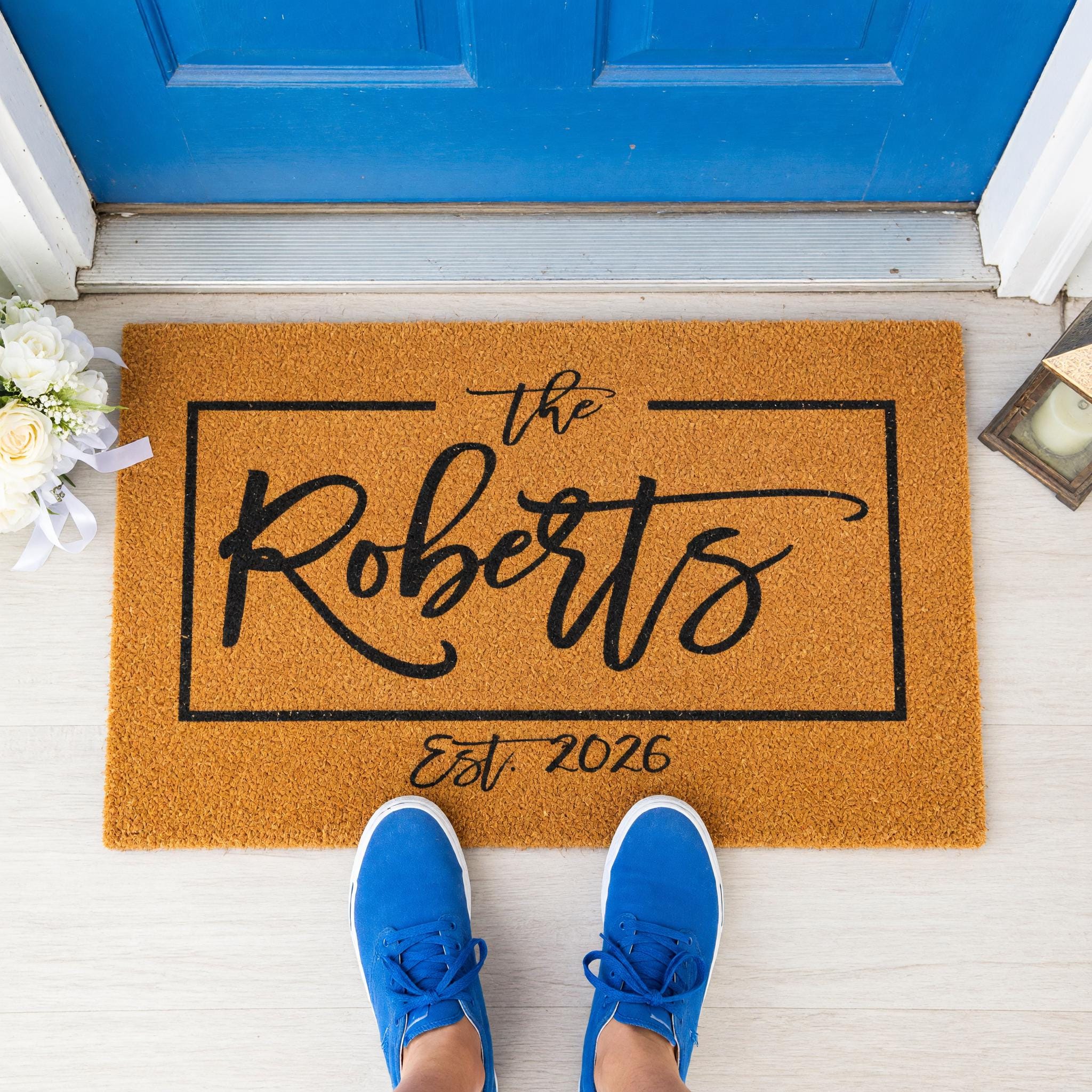 Custom Last Name Doormat, Personalized Welcome Mat, Wedding Housewarming Closing Gift