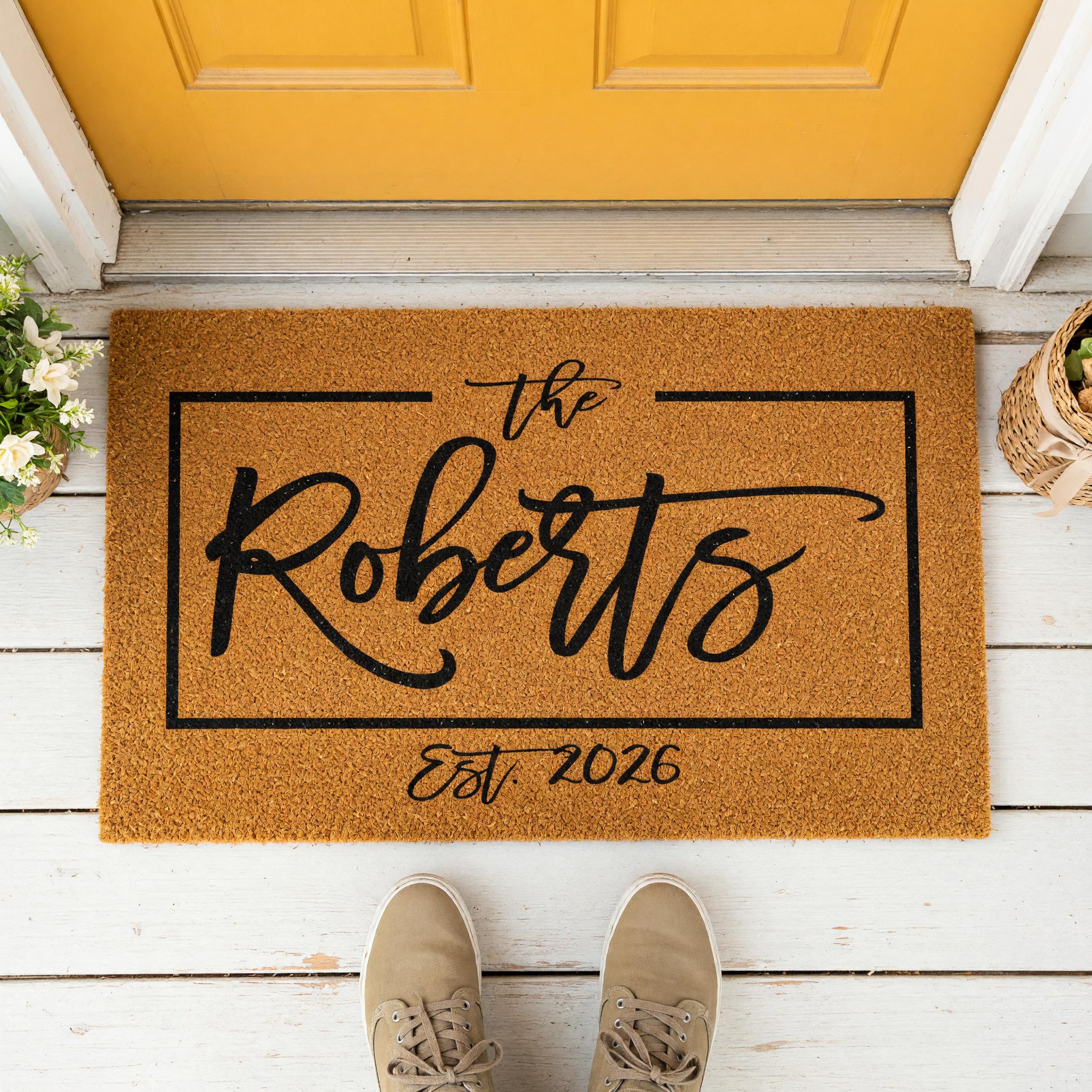Custom Last Name Doormat, Personalized Welcome Mat, Wedding Housewarming Closing Gift