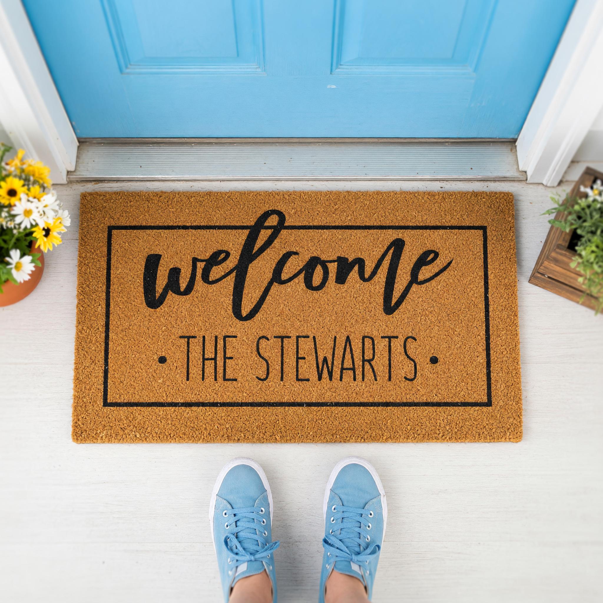 Welcome Custom Doormat - Personalized Front Porch Mat With Last Name