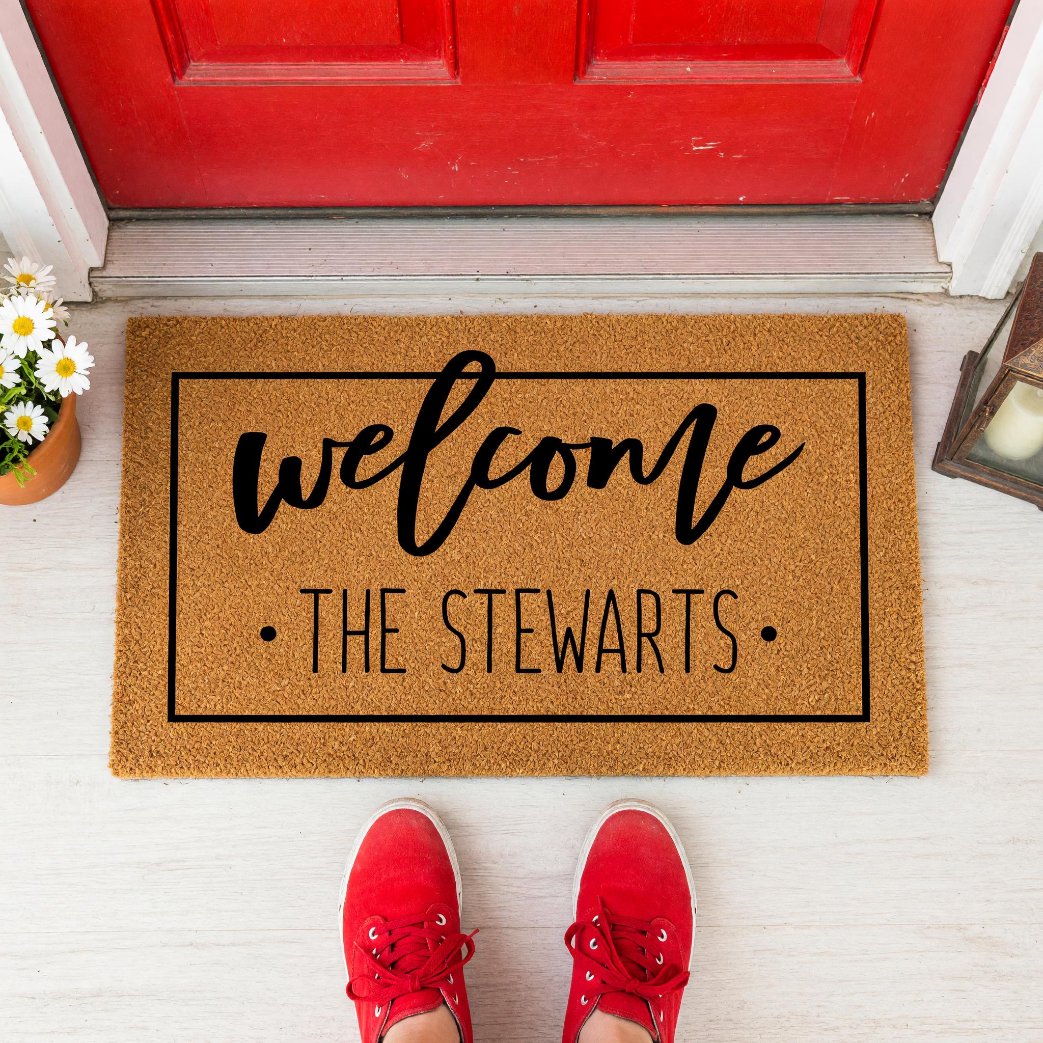 Welcome Custom Doormat - Personalized Front Porch Mat With Last Name