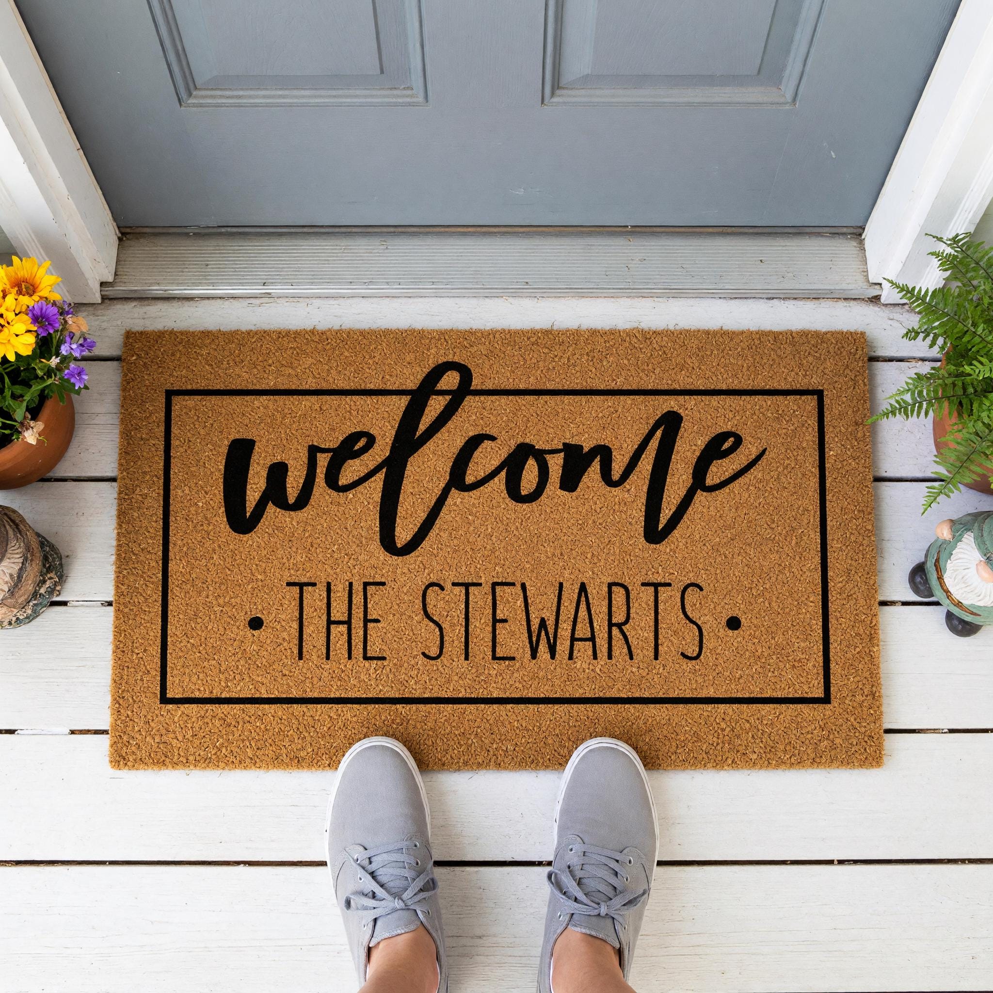 Welcome Custom Doormat - Personalized Front Porch Mat With Last Name