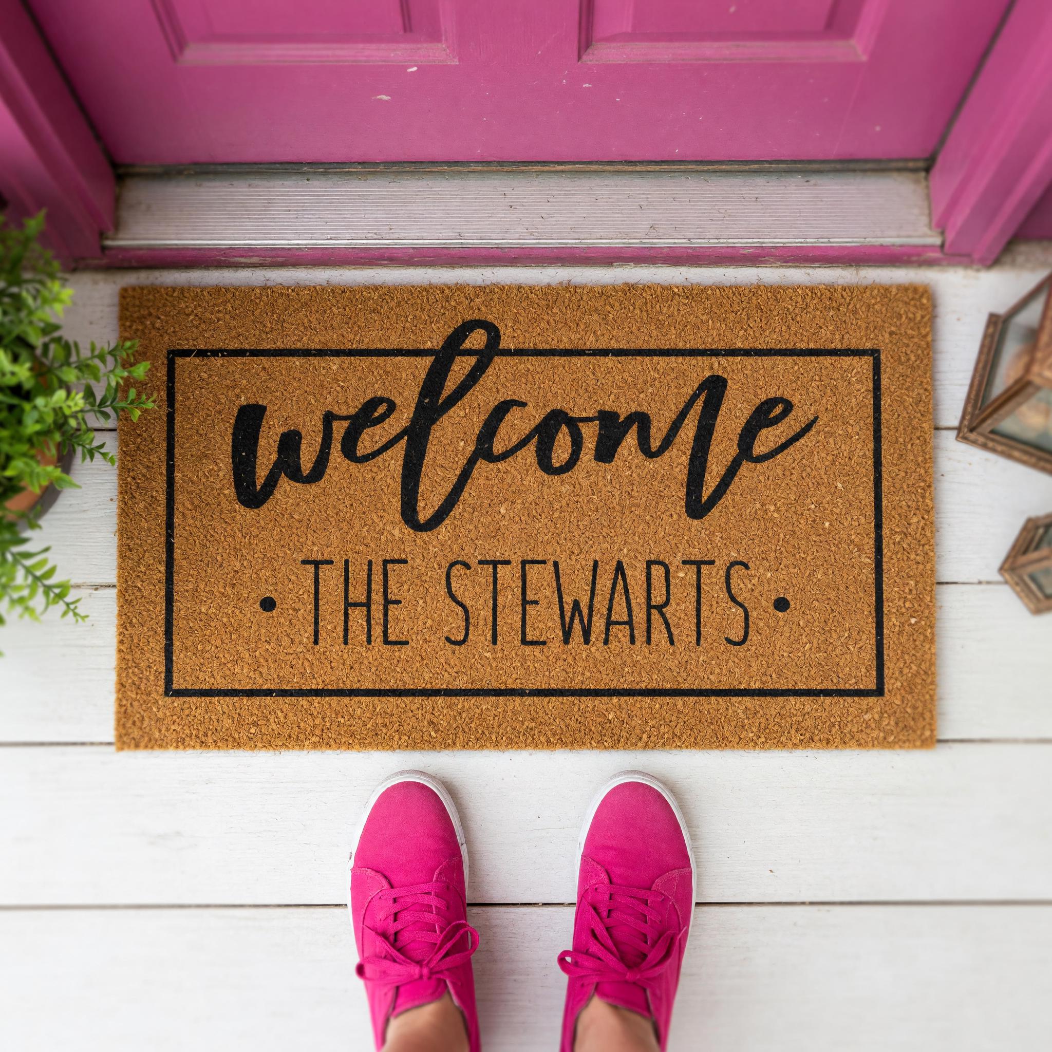 Welcome Custom Doormat - Personalized Front Porch Mat With Last Name