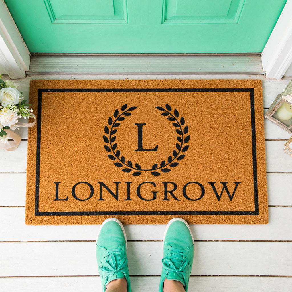Custom Monogram Welcome Mat - Personalized Front Porch Outdoor Home Coir Floor