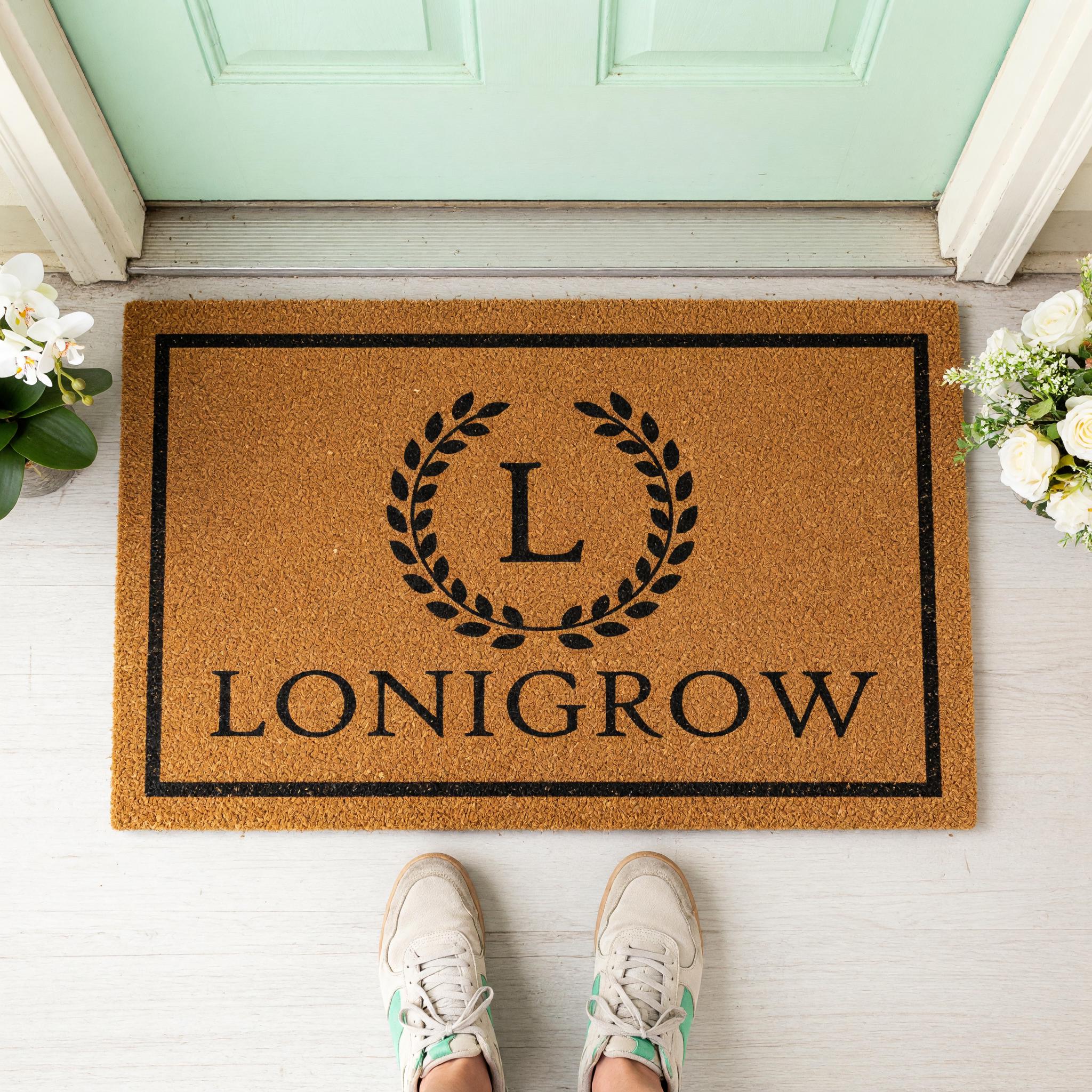 Custom Monogram Welcome Mat - Personalized Front Porch Outdoor Home Coir Floor