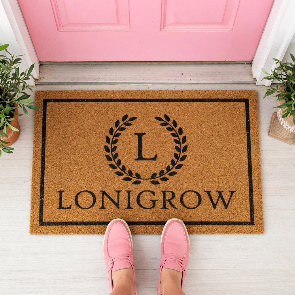 Custom Monogram Welcome Mat - Personalized Front Porch Outdoor Home Coir Floor