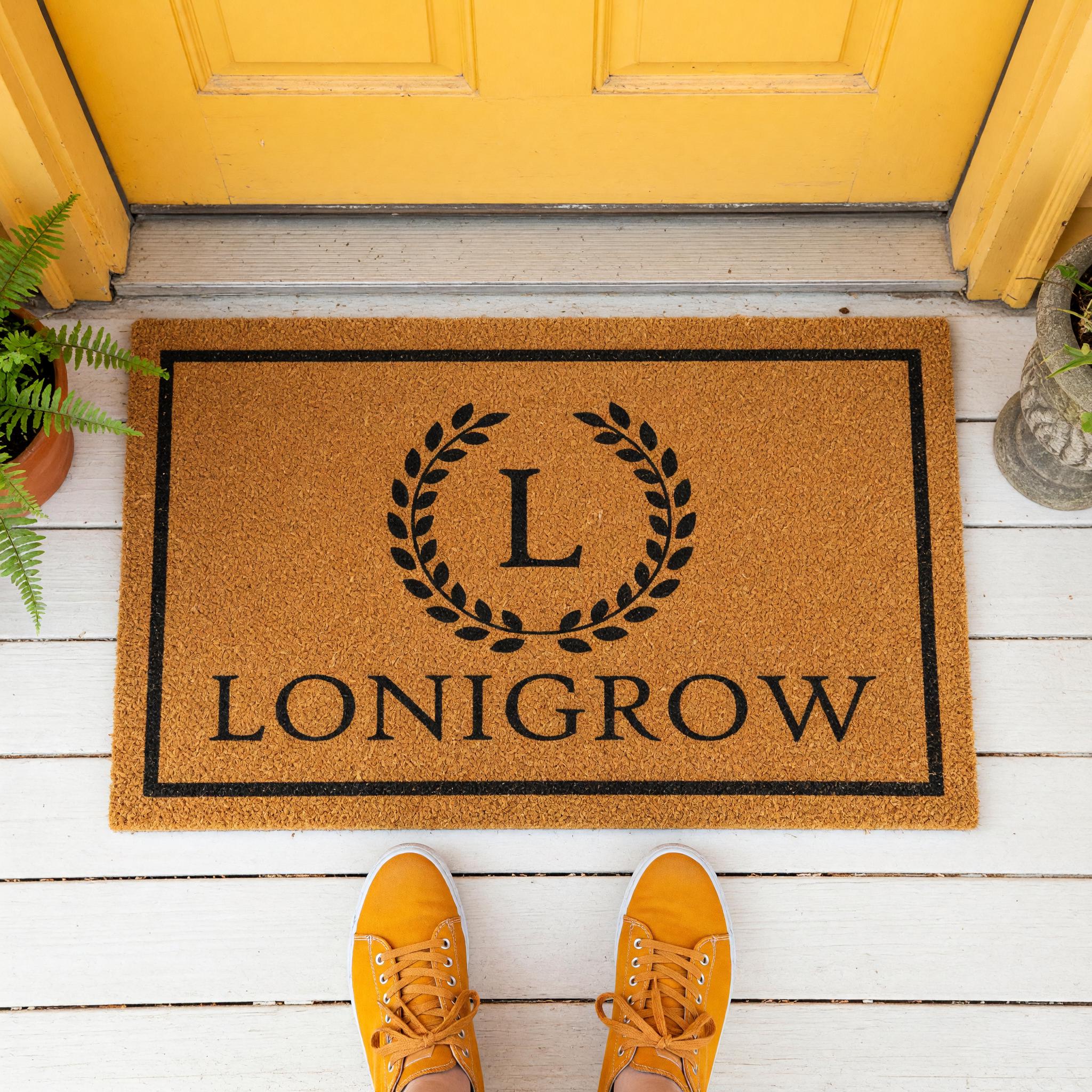 Custom Monogram Welcome Mat - Personalized Front Porch Outdoor Home Coir Floor