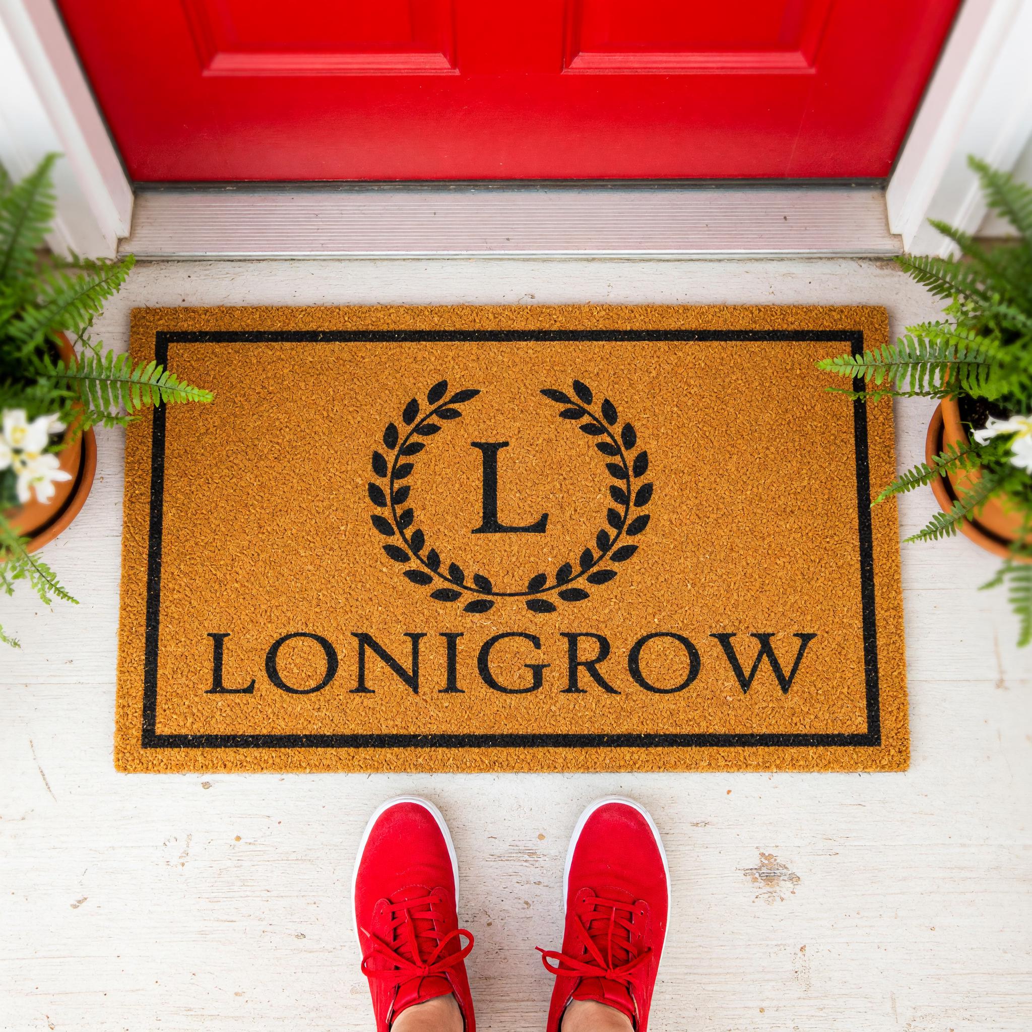 Custom Monogram Welcome Mat - Personalized Front Porch Outdoor Home Coir Floor
