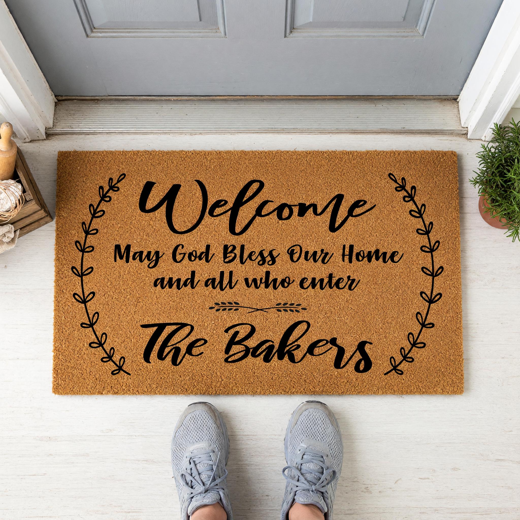 Welcome May God Bless Our Home And All Who Enter Personalized Doormat