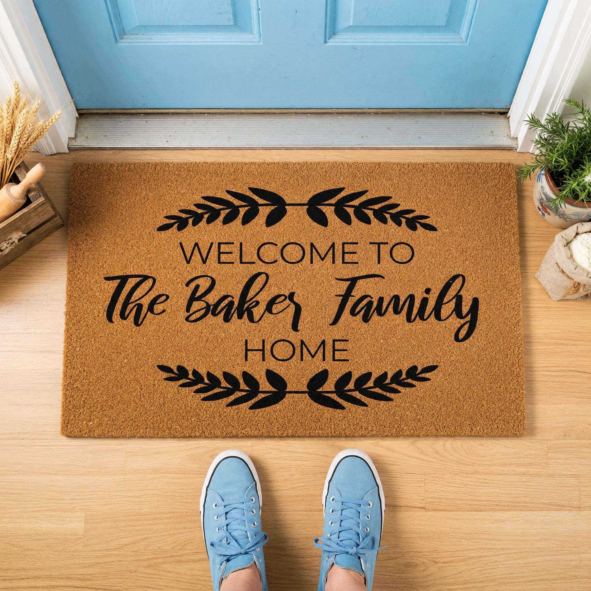 Custom Welcome To The Family Home Doormat, Personalized Last Name