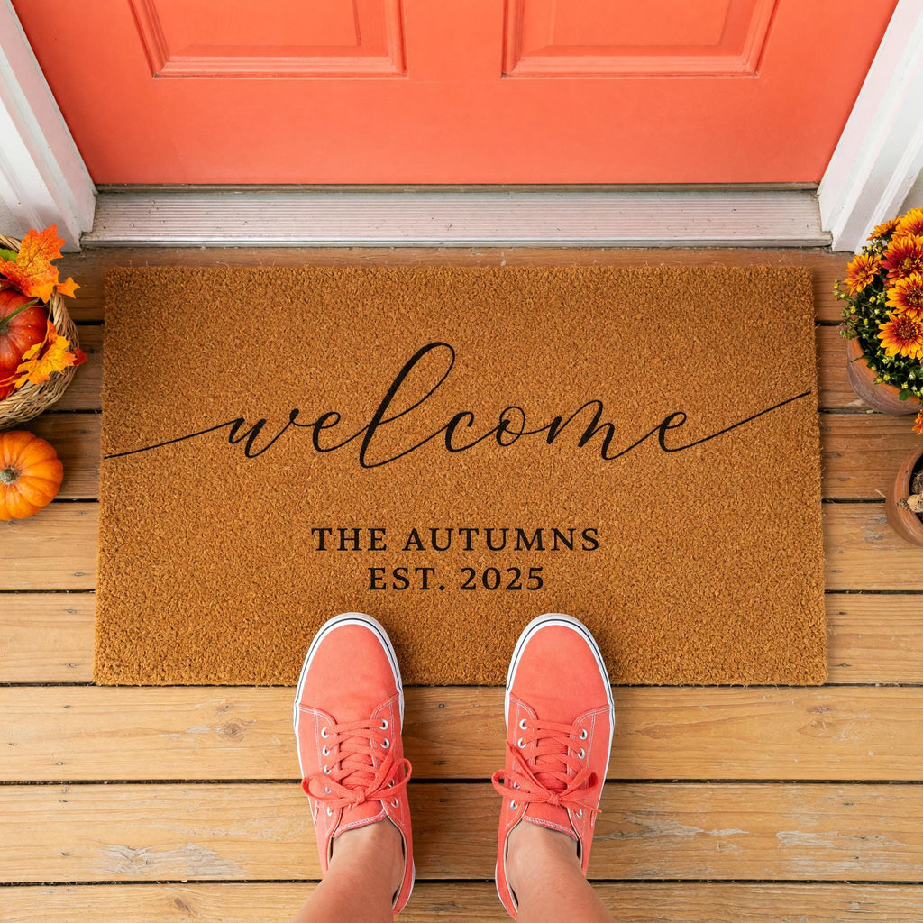 Personalized Welcome Doormat, Custom Front Porch Mat, Wedding Gift, New Home