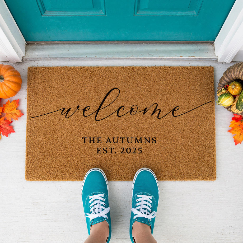 Personalized Welcome Doormat, Custom Front Porch Mat, Wedding Gift, New Home