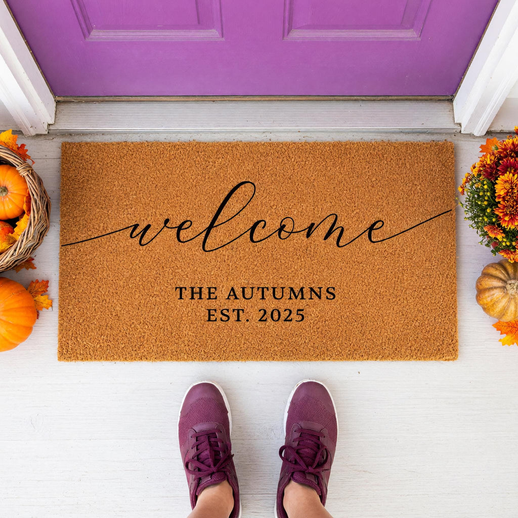 Personalized Welcome Doormat, Custom Front Porch Mat, Wedding Gift, New Home