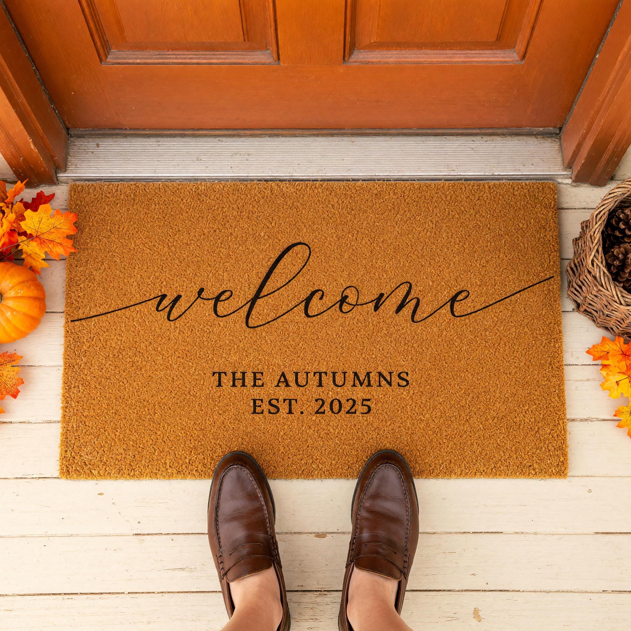 Personalized Welcome Doormat, Custom Front Porch Mat, Wedding Gift, New Home