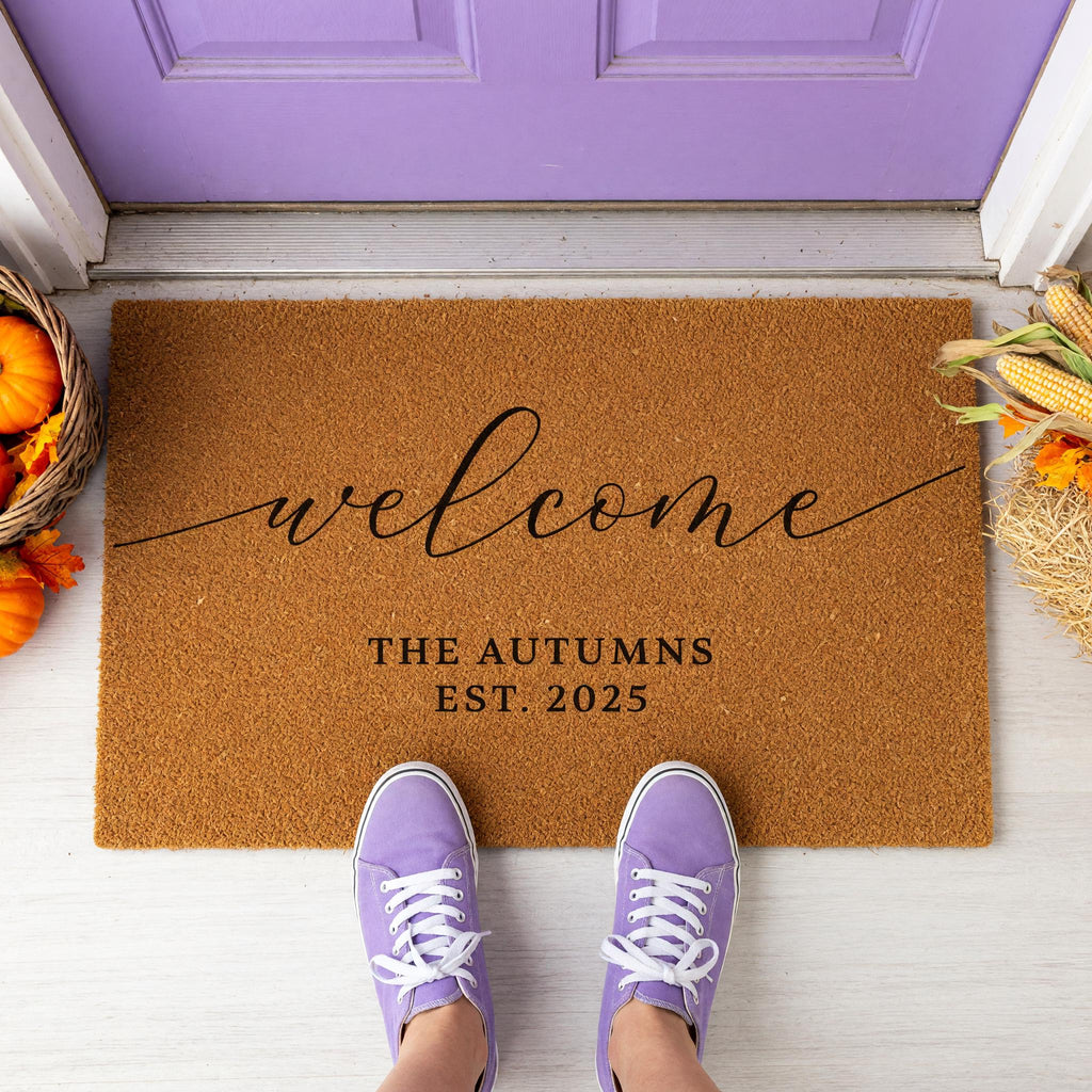 Personalized Welcome Doormat, Custom Front Porch Mat, Wedding Gift, New Home