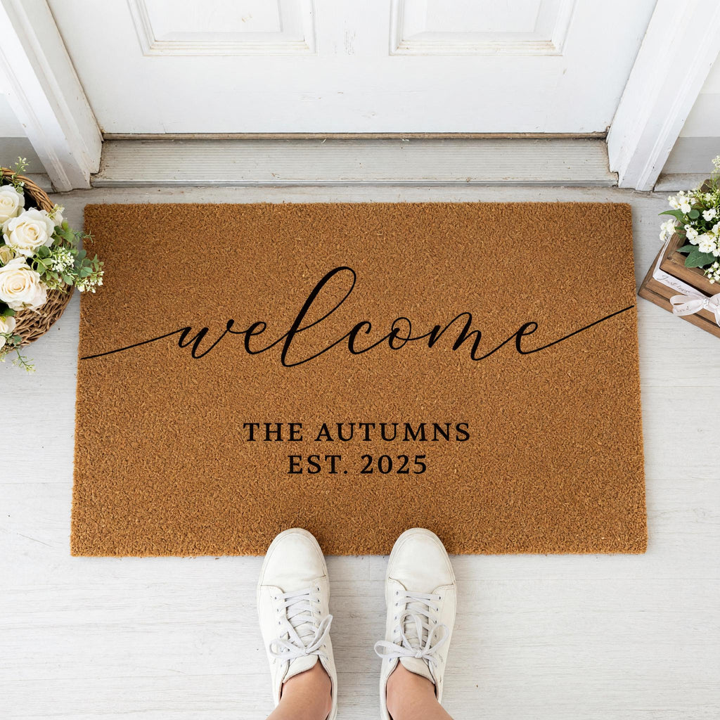 Personalized Welcome Doormat, Custom Front Porch Mat, Wedding Gift, New Home