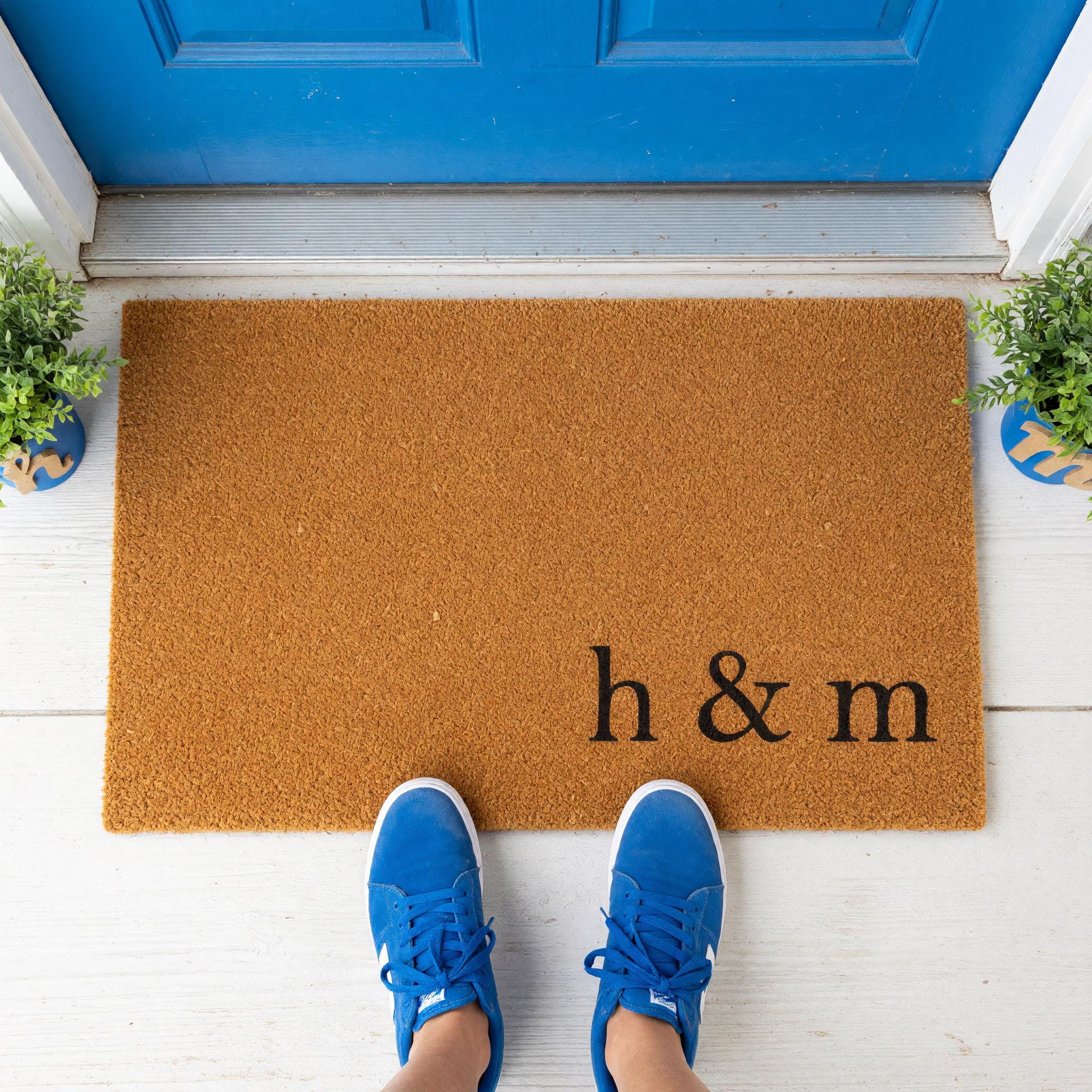 H & M Monogram Doormat - Housewarming Gift - Initials Welcome Mat