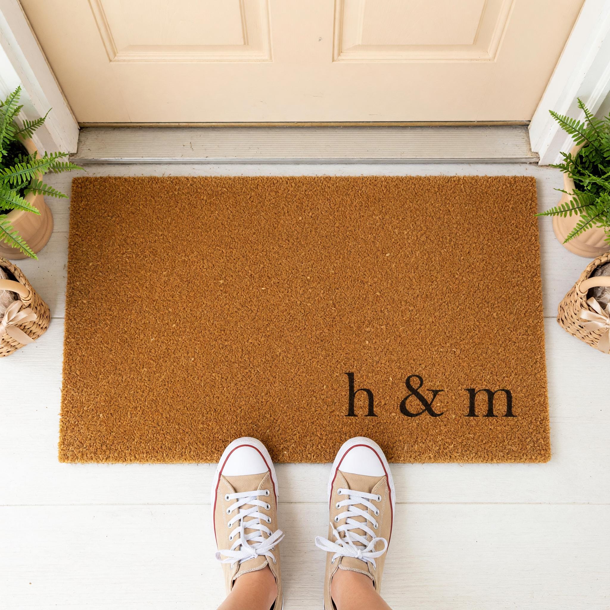 H & M Monogram Doormat - Housewarming Gift - Initials Welcome Mat