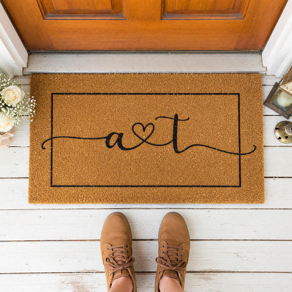 Initials Welcome Doormat, A And T, Housewarming Gift, Front Porch, Home