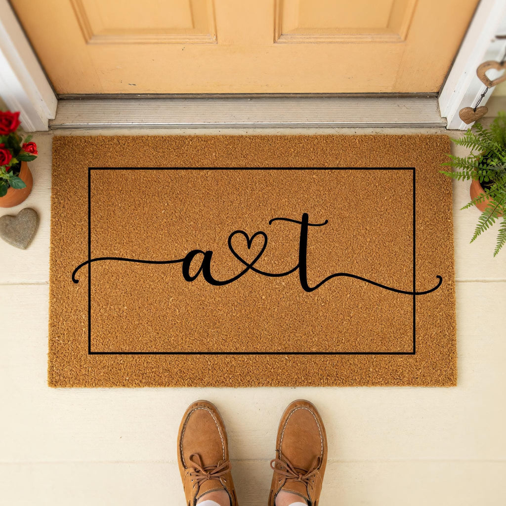 Initials Welcome Doormat, A And T, Housewarming Gift, Front Porch, Home