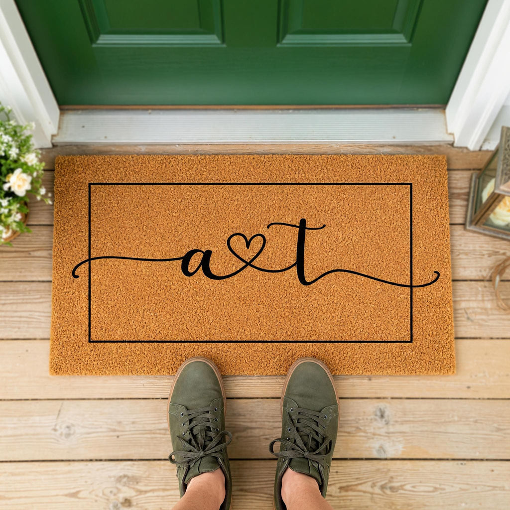 Initials Welcome Doormat, A And T, Housewarming Gift, Front Porch, Home