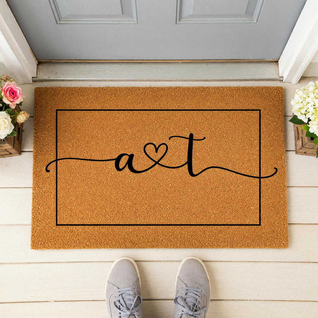 Initials Welcome Doormat, A And T, Housewarming Gift, Front Porch, Home