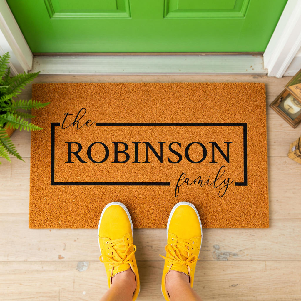 Custom Family Name Doormat, Personalized Welcome Mat, Front Porch Housewarming Gift