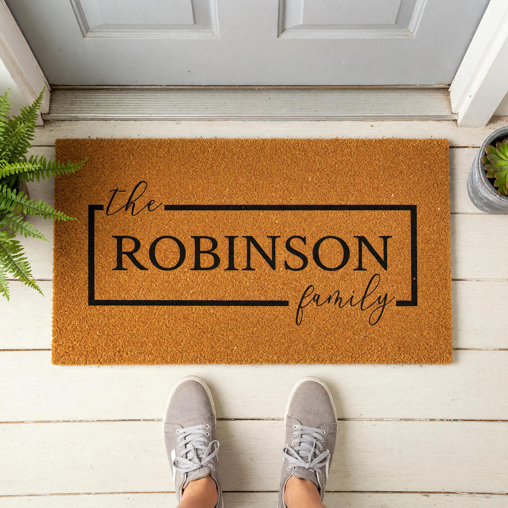 Custom Family Name Doormat, Personalized Welcome Mat, Front Porch Housewarming Gift