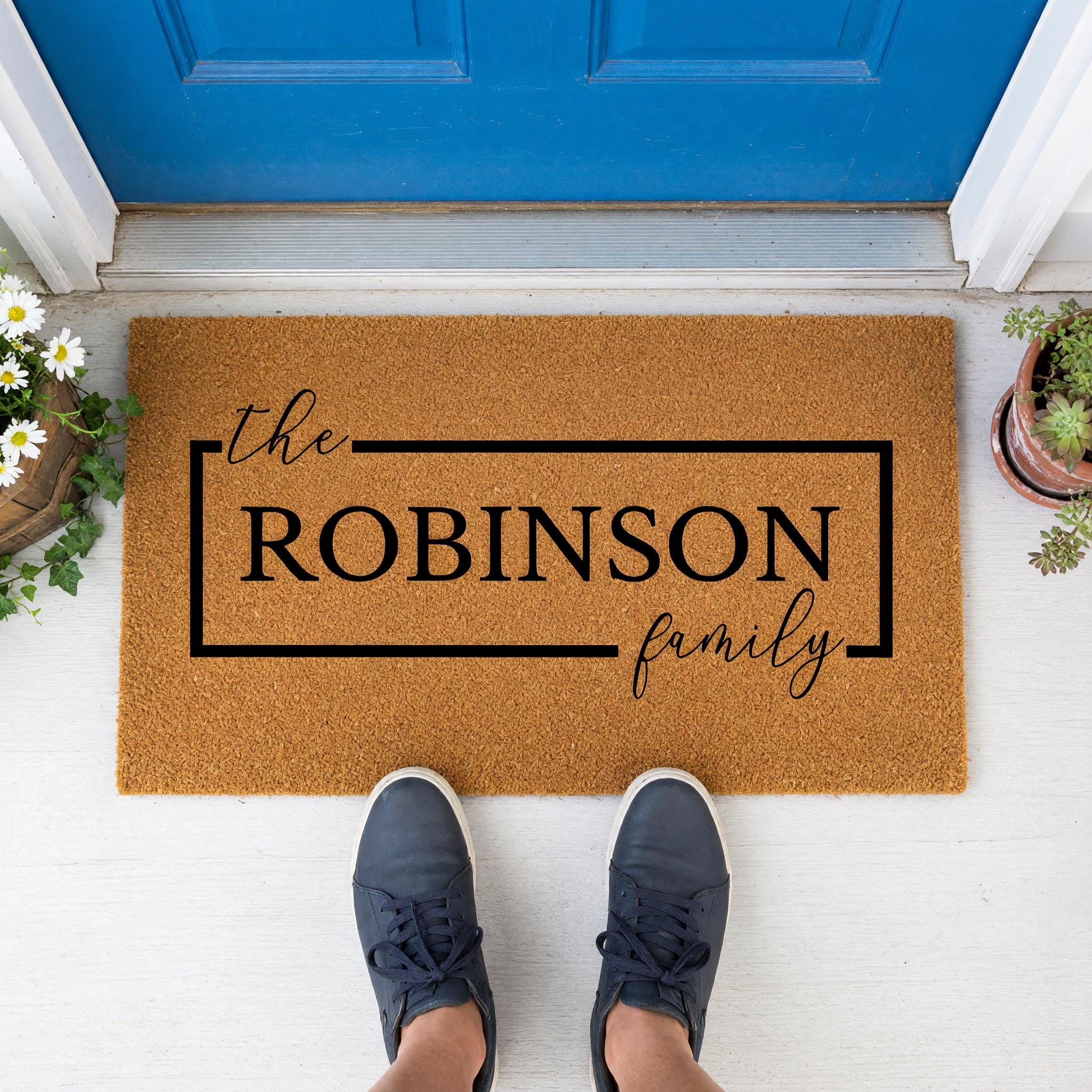 Custom Family Name Doormat, Personalized Welcome Mat, Front Porch Housewarming Gift