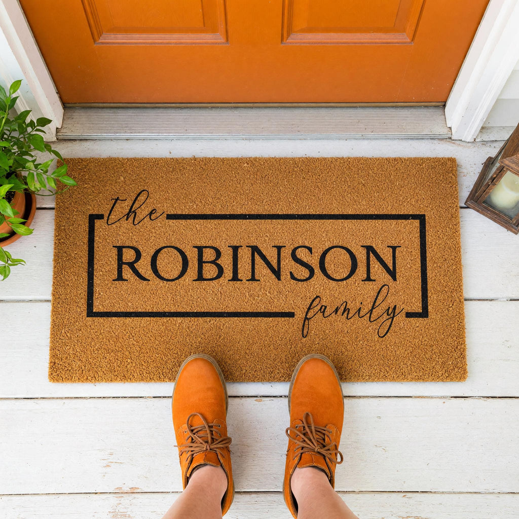 Custom Family Name Doormat, Personalized Welcome Mat, Front Porch Housewarming Gift
