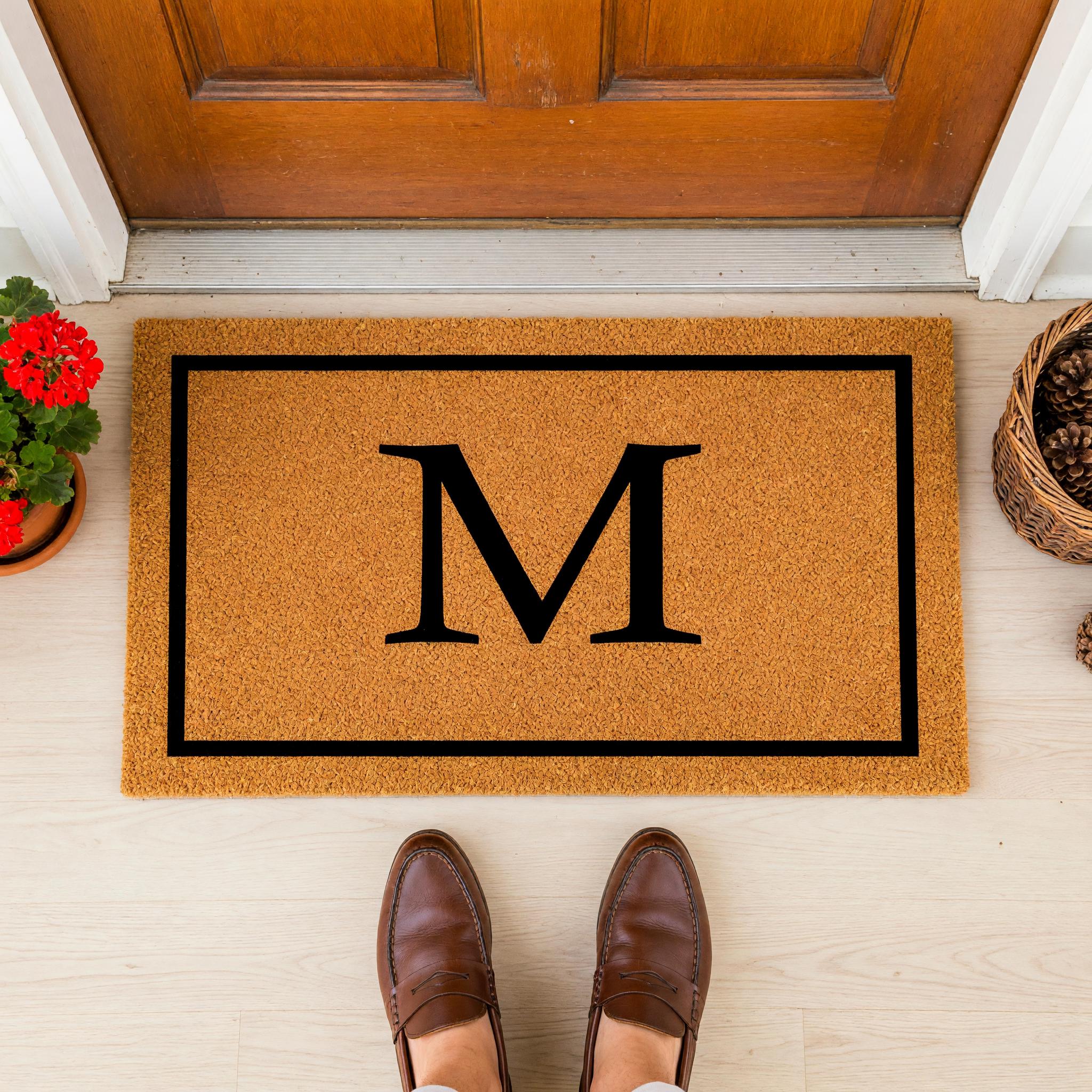 M Monogram Doormat - Housewarming Gift - Letter Welcome Mat