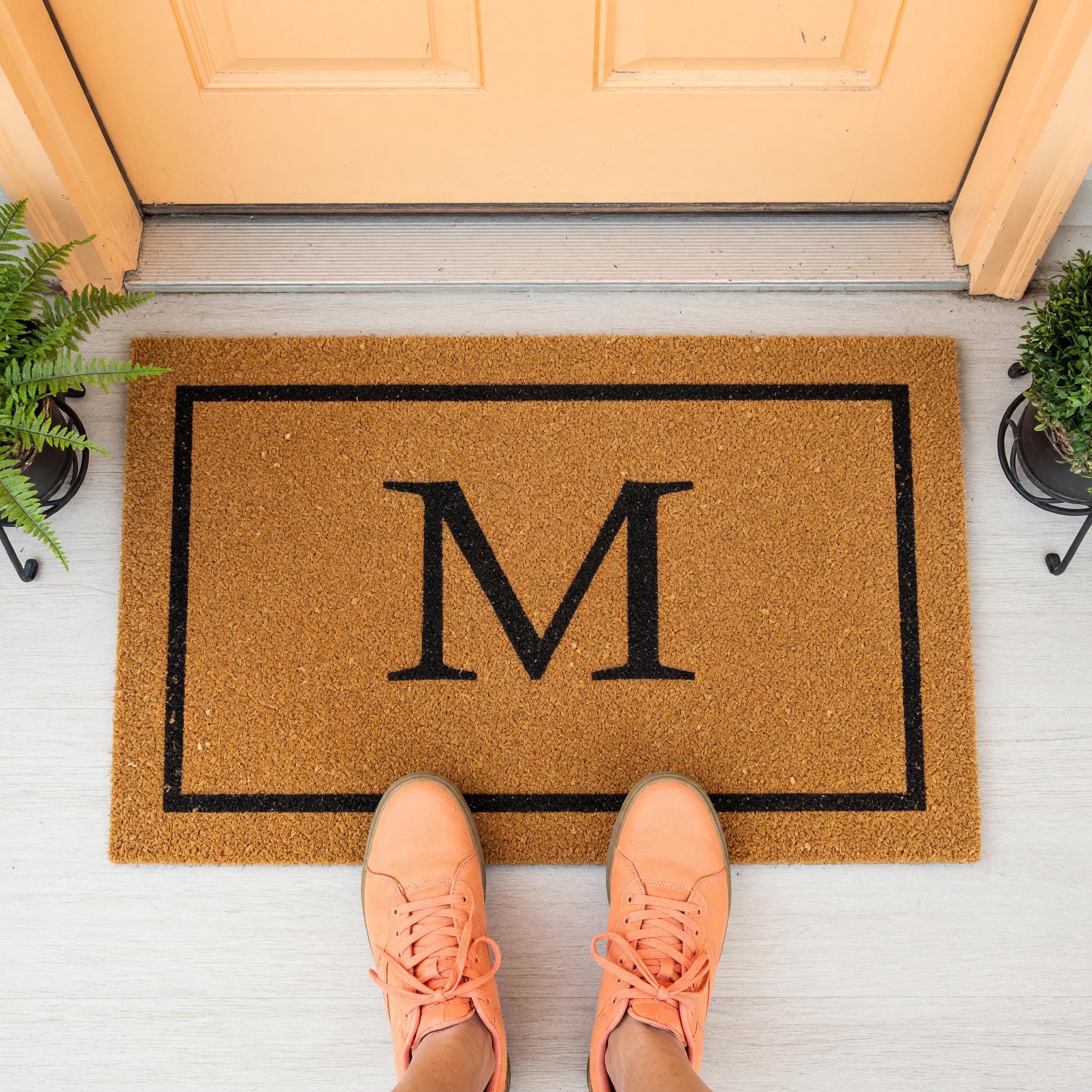 M Monogram Doormat - Housewarming Gift - Letter Welcome Mat