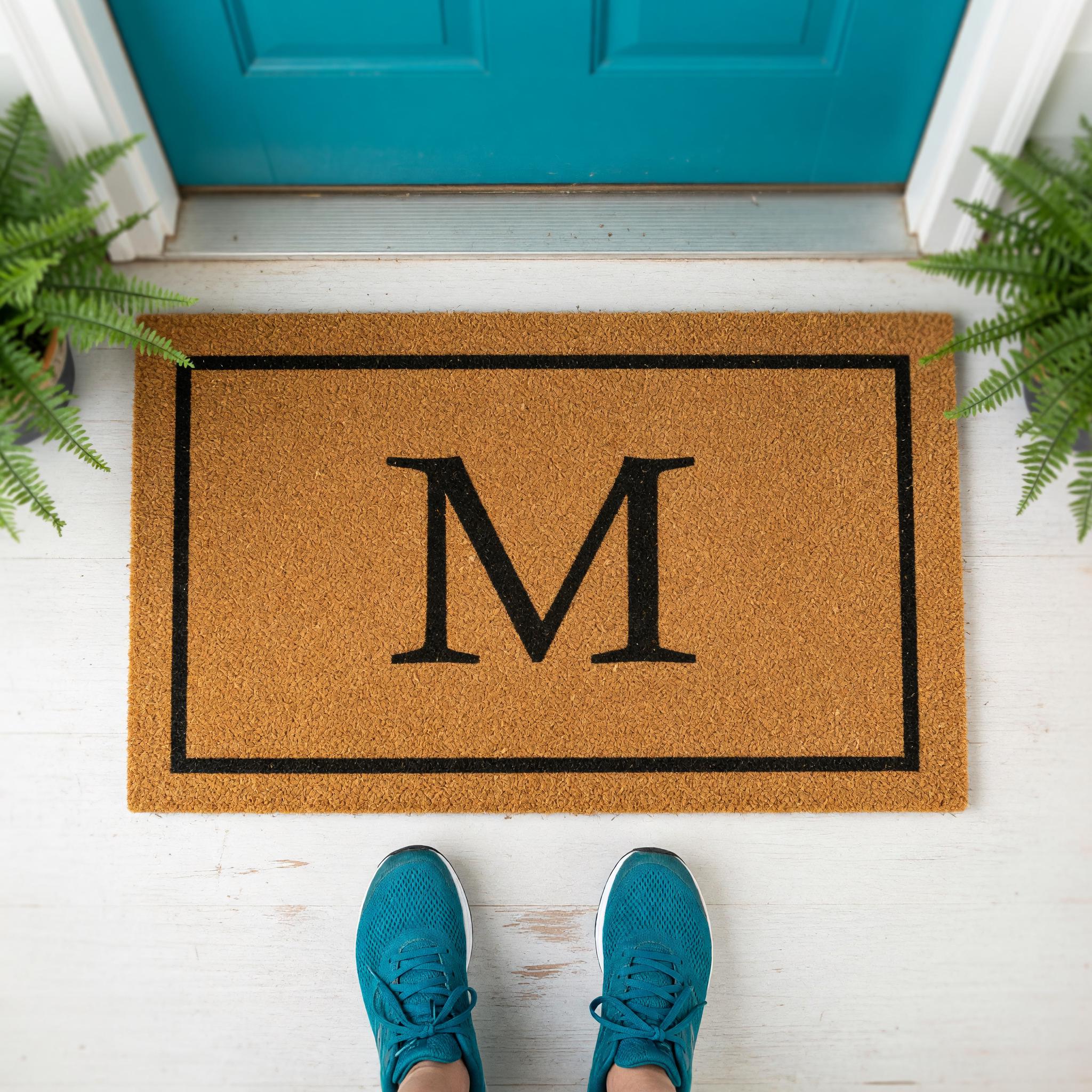 M Monogram Doormat - Housewarming Gift - Letter Welcome Mat