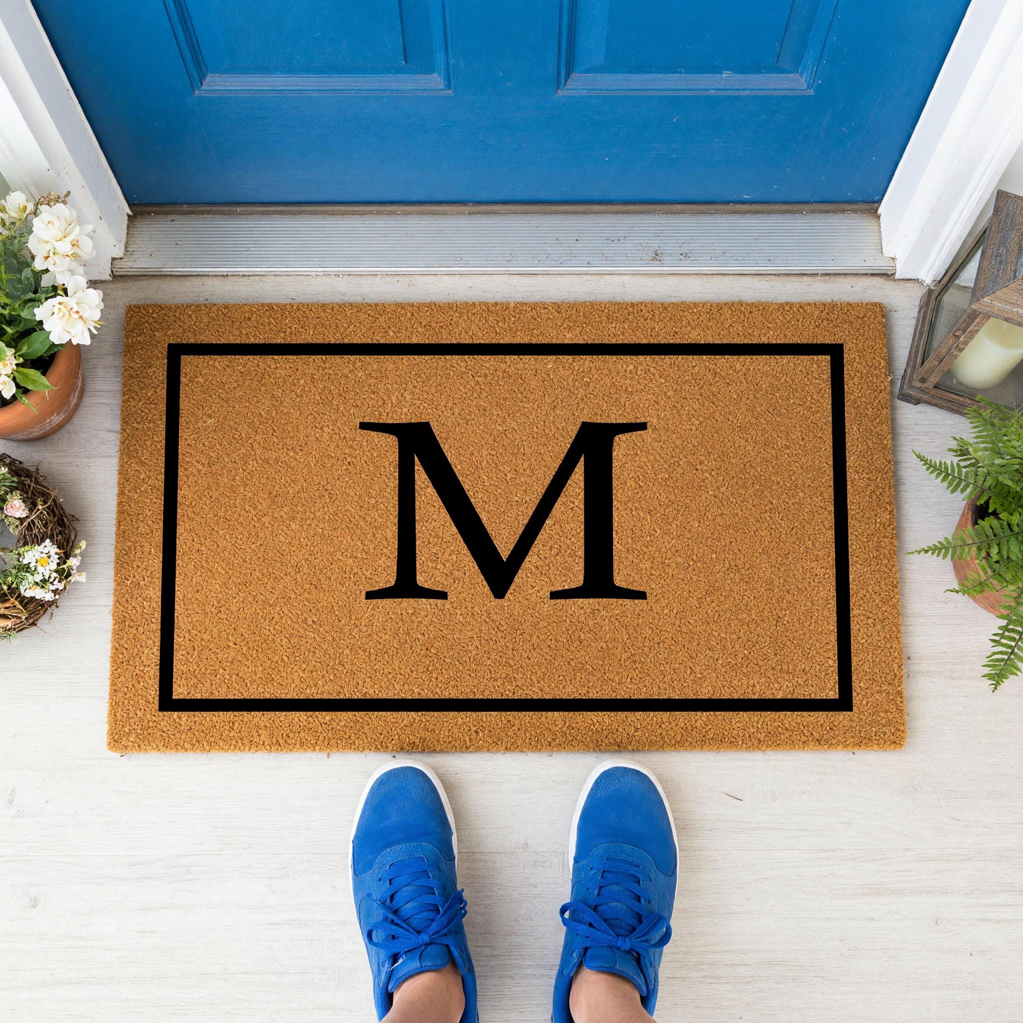 M Monogram Doormat - Housewarming Gift - Letter Welcome Mat