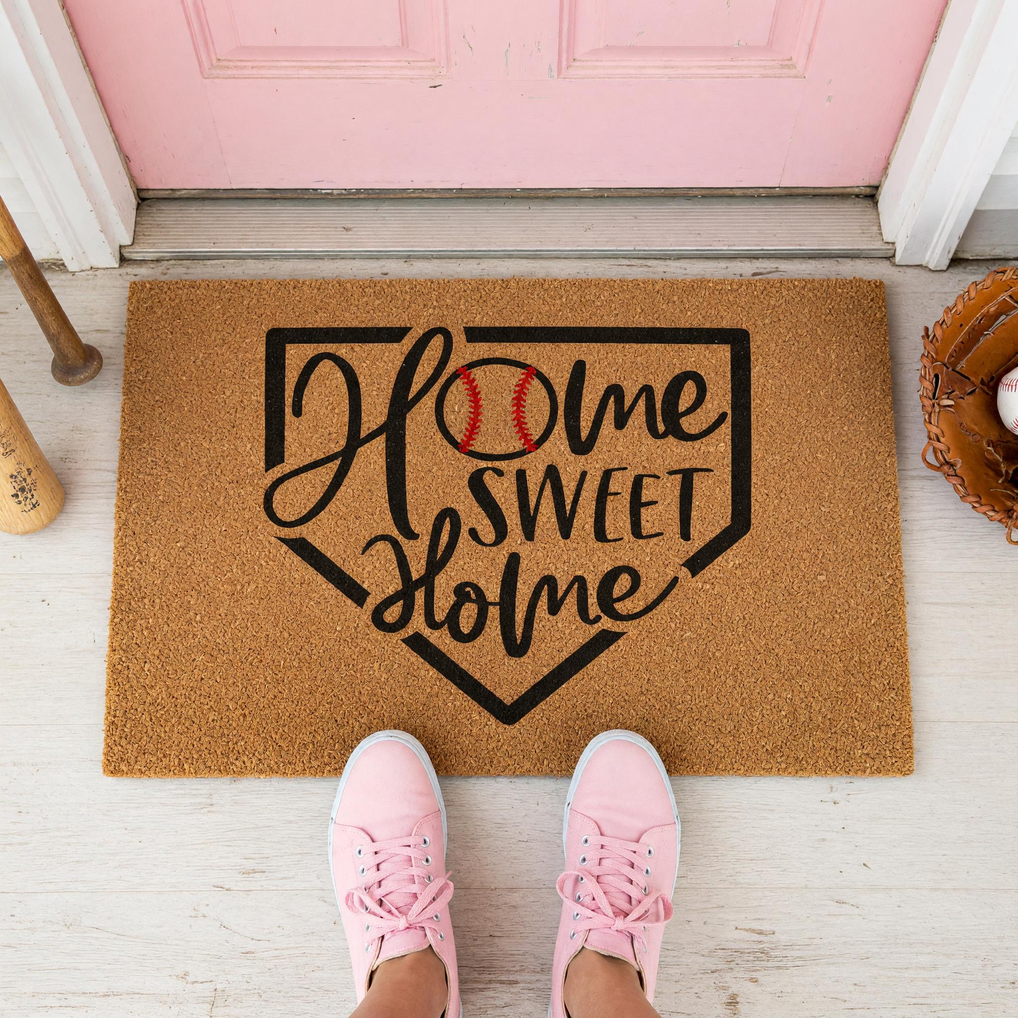 Home Sweet Baseball Doormat - Housewarming Gift - Sports Welcome Mat