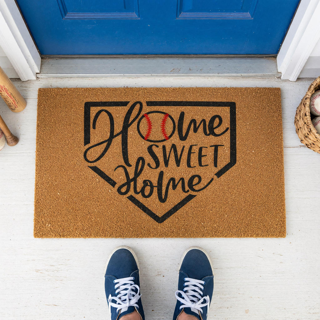 Home Sweet Baseball Doormat - Housewarming Gift - Sports Welcome Mat