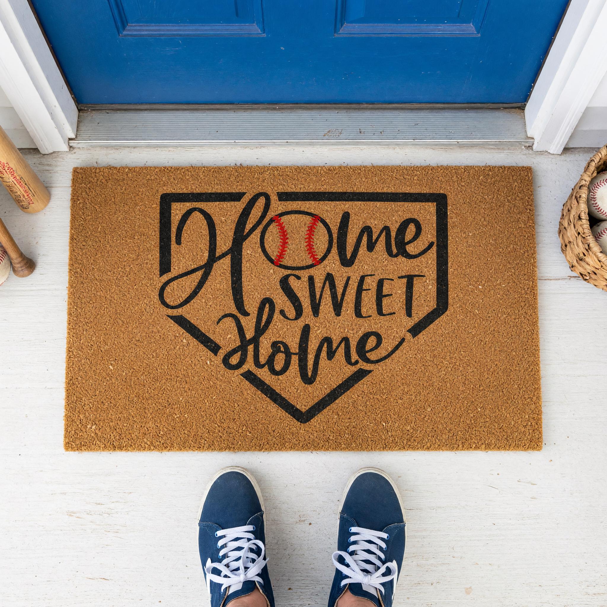 Home Sweet Baseball Doormat - Housewarming Gift - Sports Welcome Mat