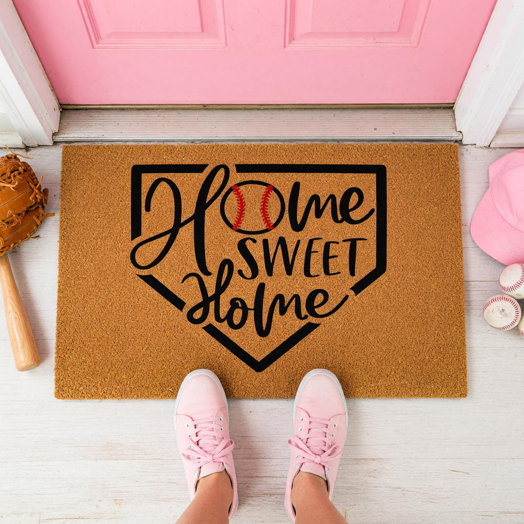 Home Sweet Baseball Doormat - Housewarming Gift - Sports Welcome Mat