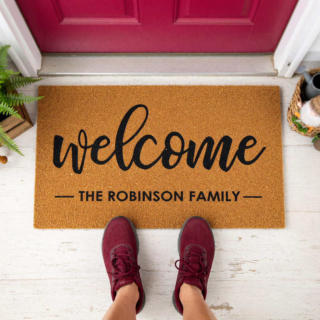 Personalized Welcome Family Doormat, Custom Last Name Front Porch Mat