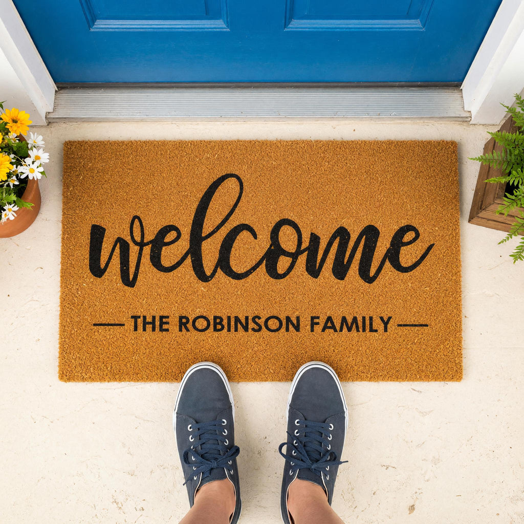 Personalized Welcome Family Doormat, Custom Last Name Front Porch Mat
